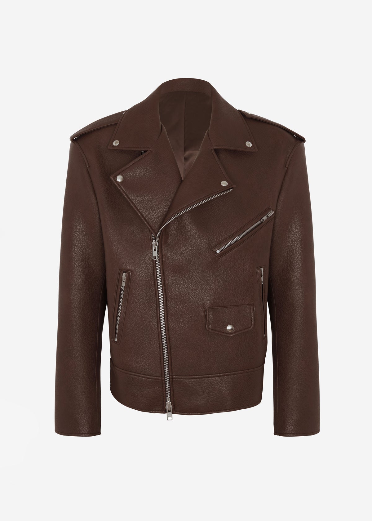 Chicago Oversized Biker Jacket - Brown - 12