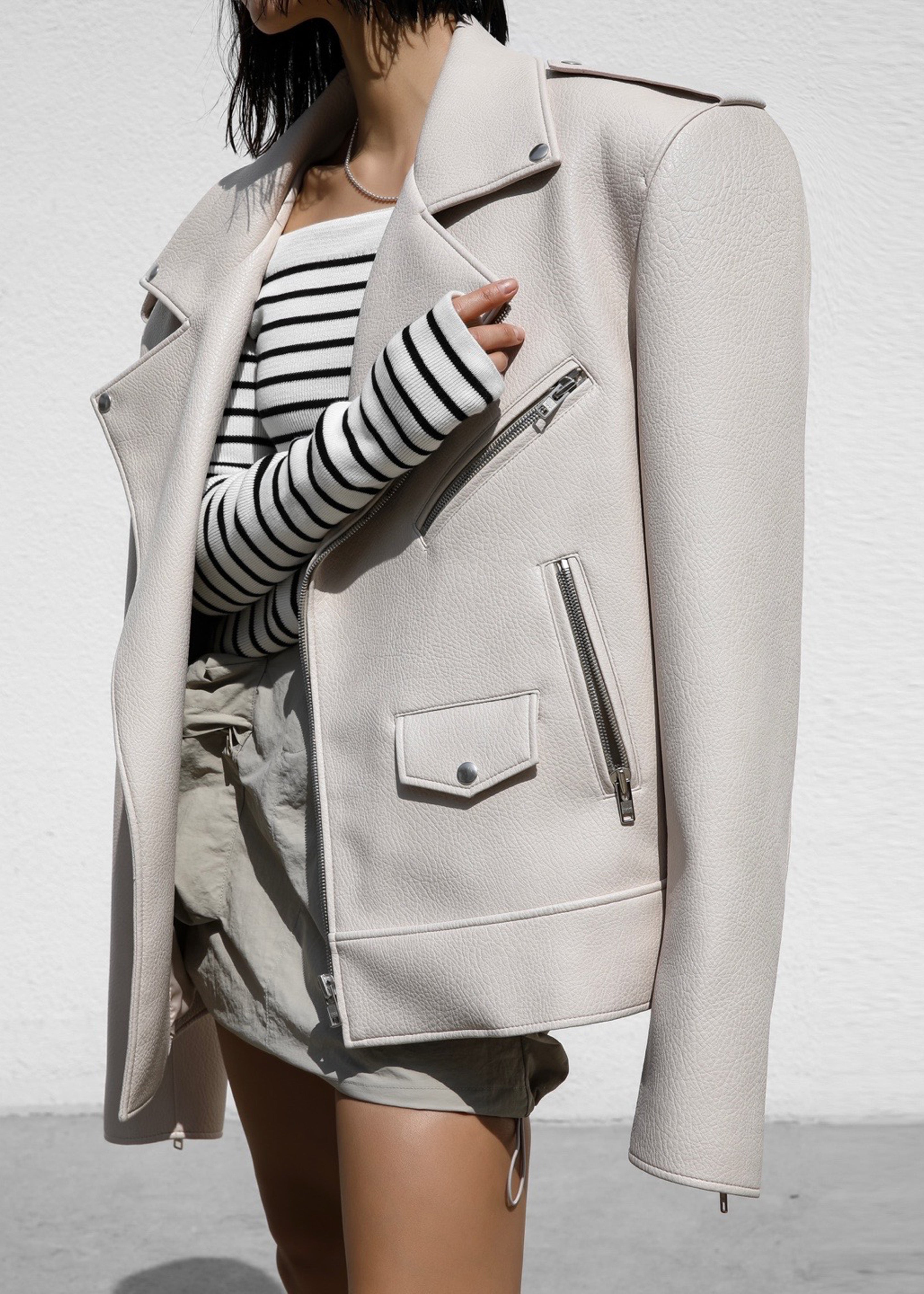 Chicago Oversized Biker Jacket - Cream – The Frankie Shop Europe