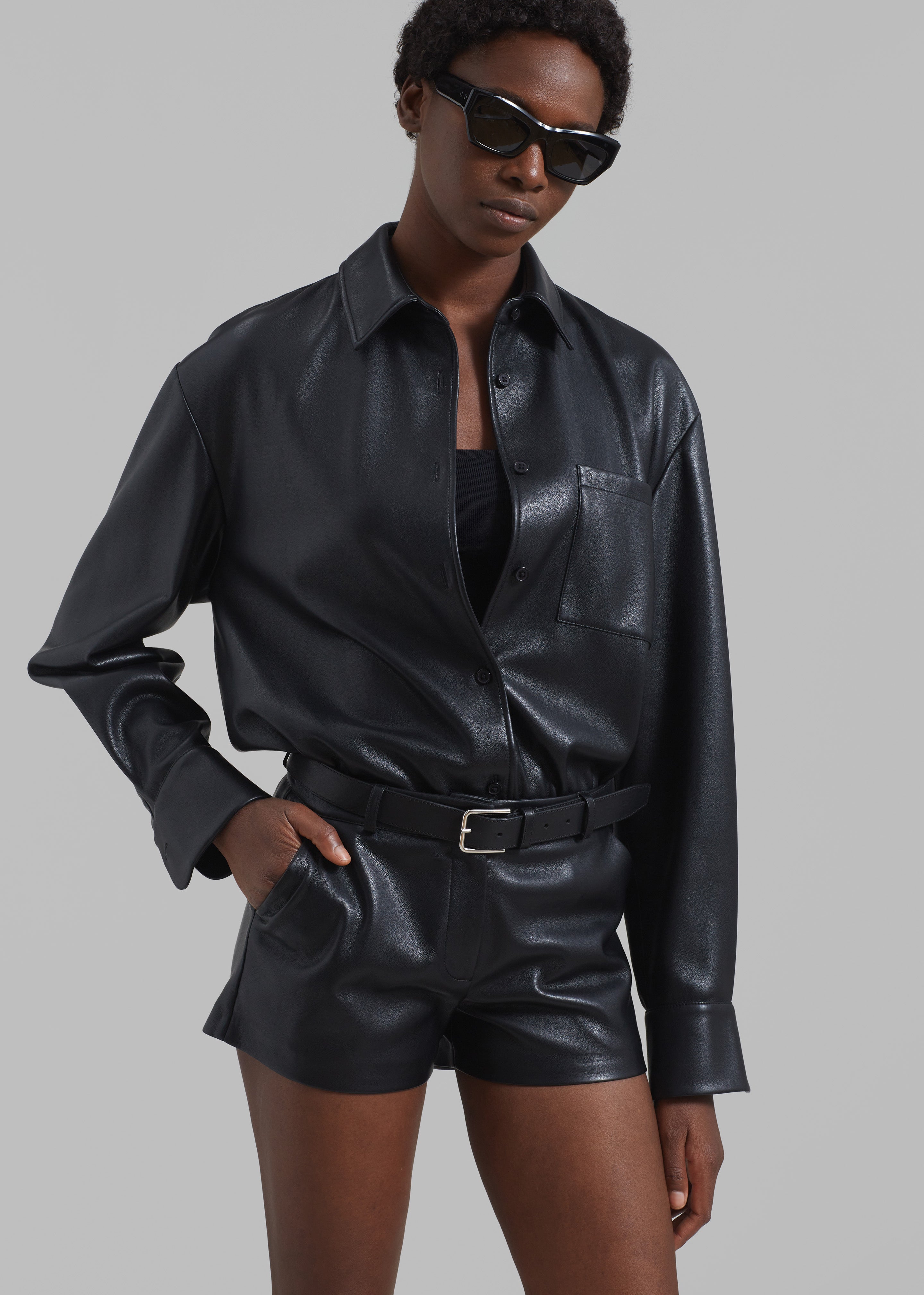 Black satin best sale button up blouse