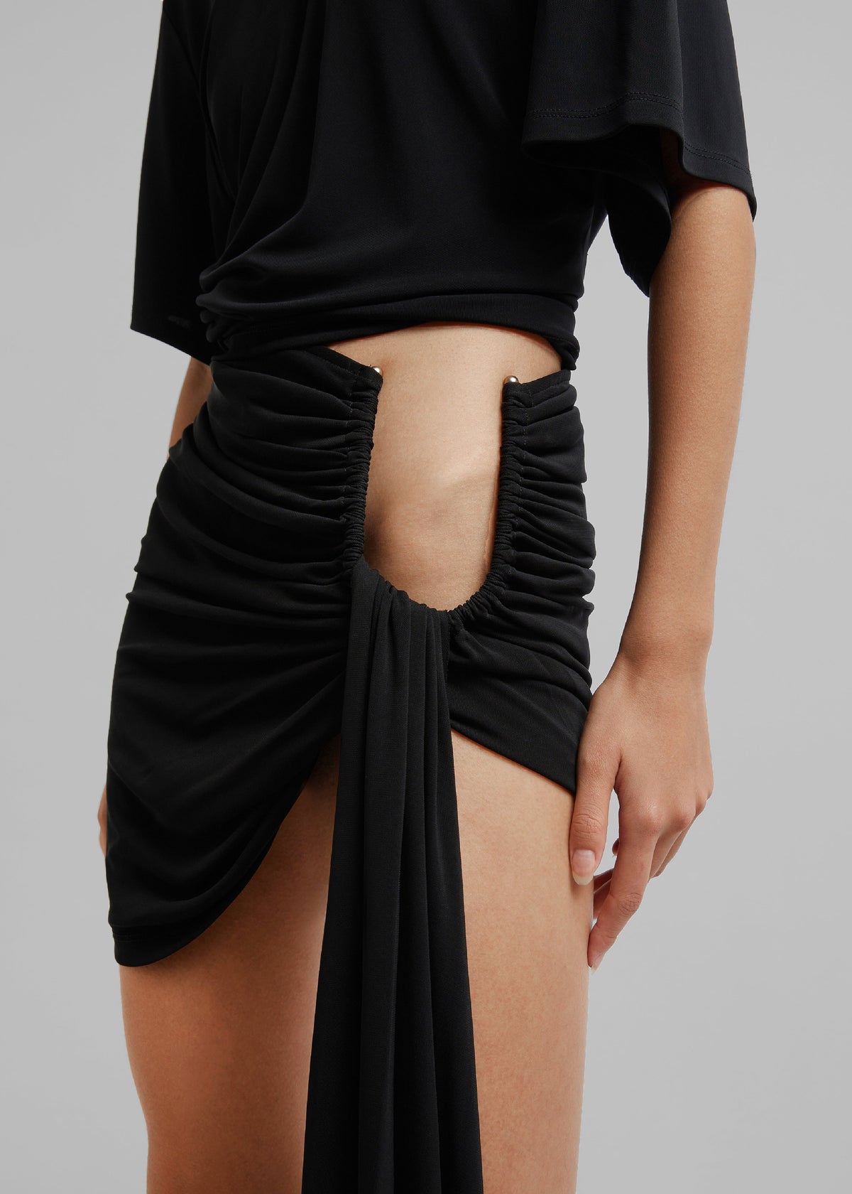 Christopher Esber Arced Palm Micro Skirt - Black - 2
