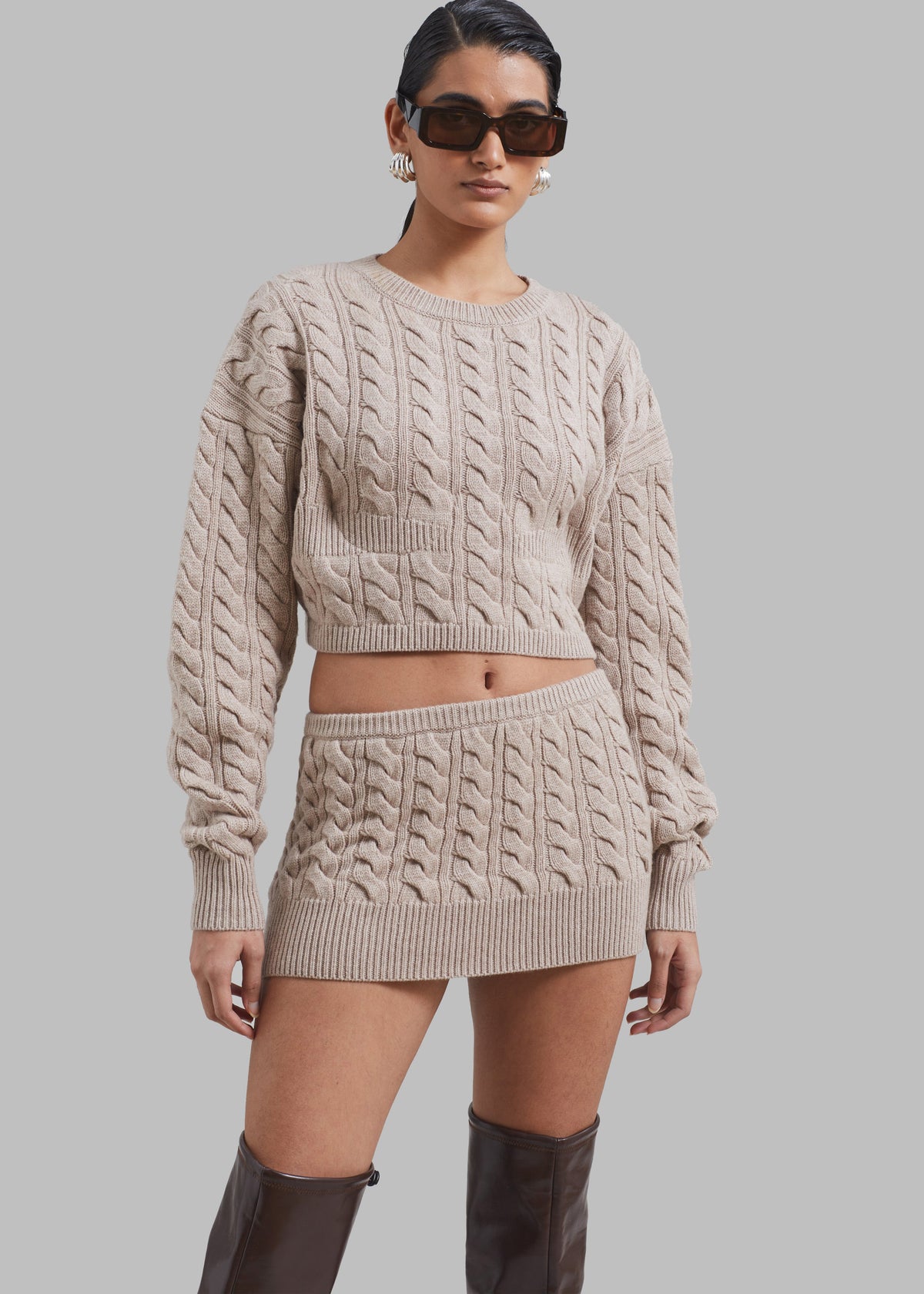 Christopher Esber Cable Knit Sweater - Truffle - 1