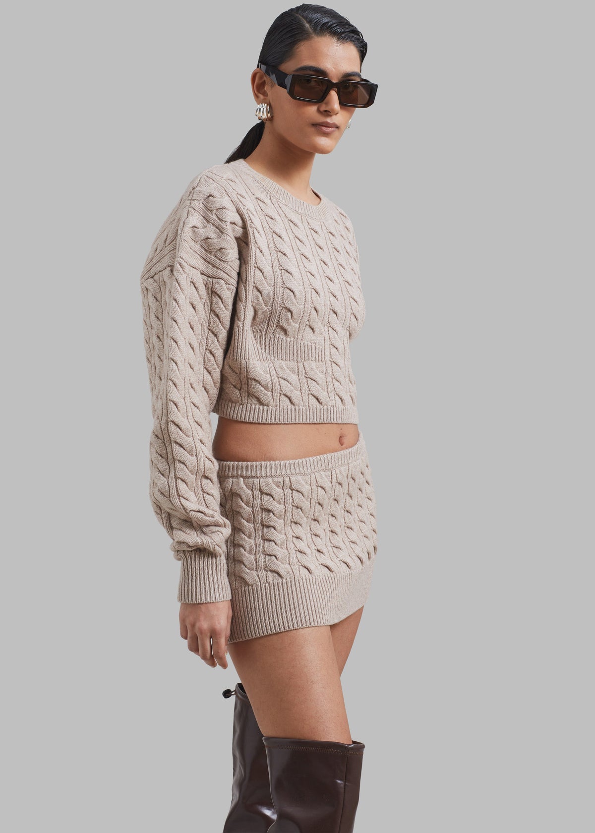 Christopher Esber Cable Knit Skirt - Truffle - 5