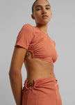 Christopher Esber Crystal Orbit Crop Tee - Carnelian