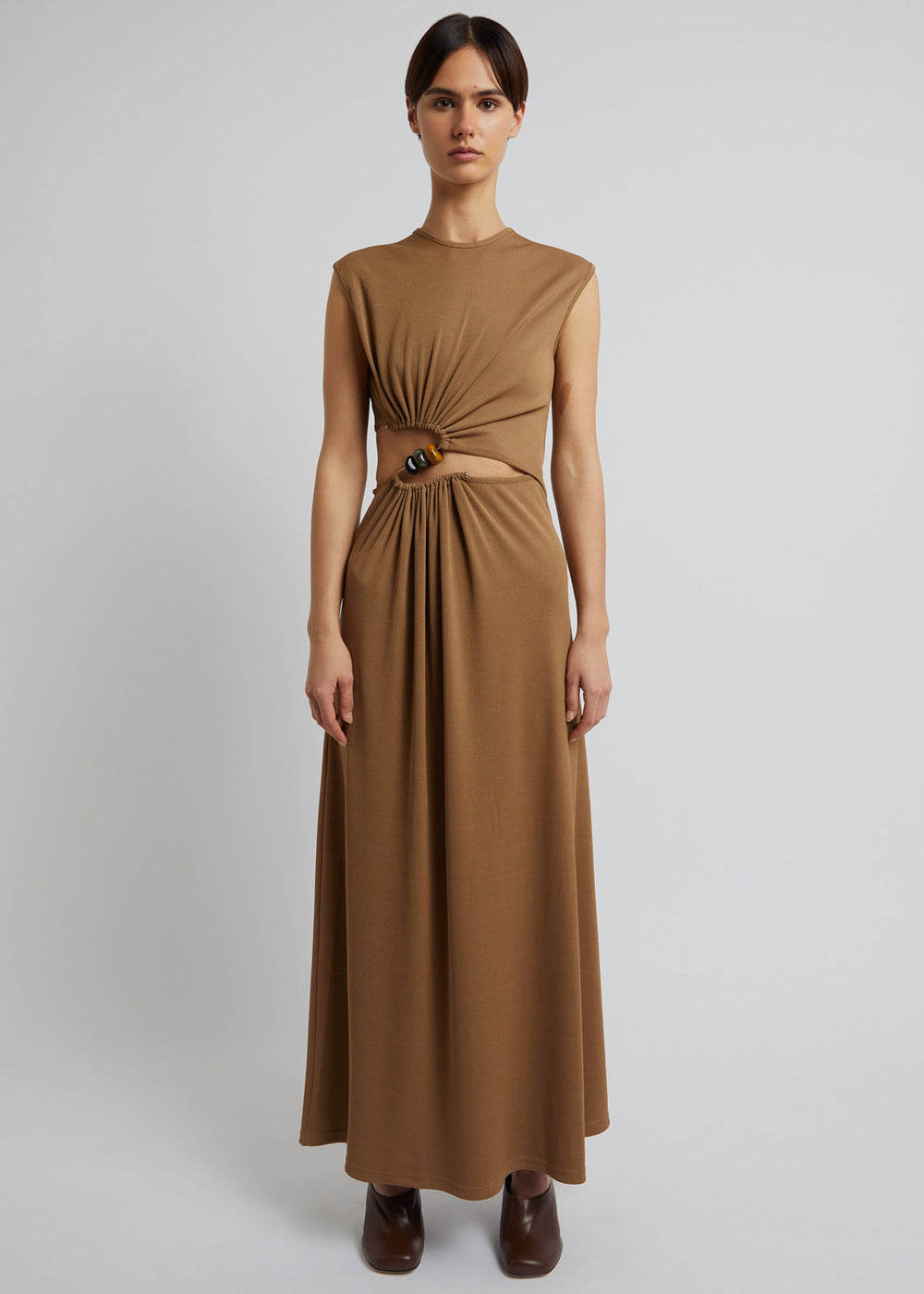 Christopher Esber Ruched Quartz Abacus Dress - Tannin
