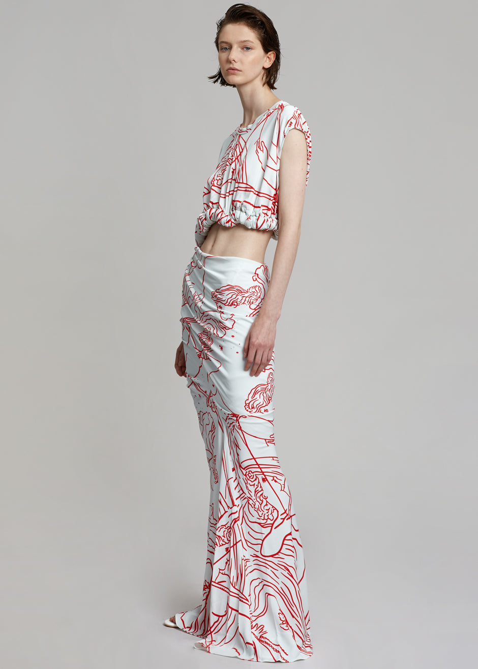 Christopher Esber Sculpted Twisted Tank Dress - Odyssey Print in Ice/Red