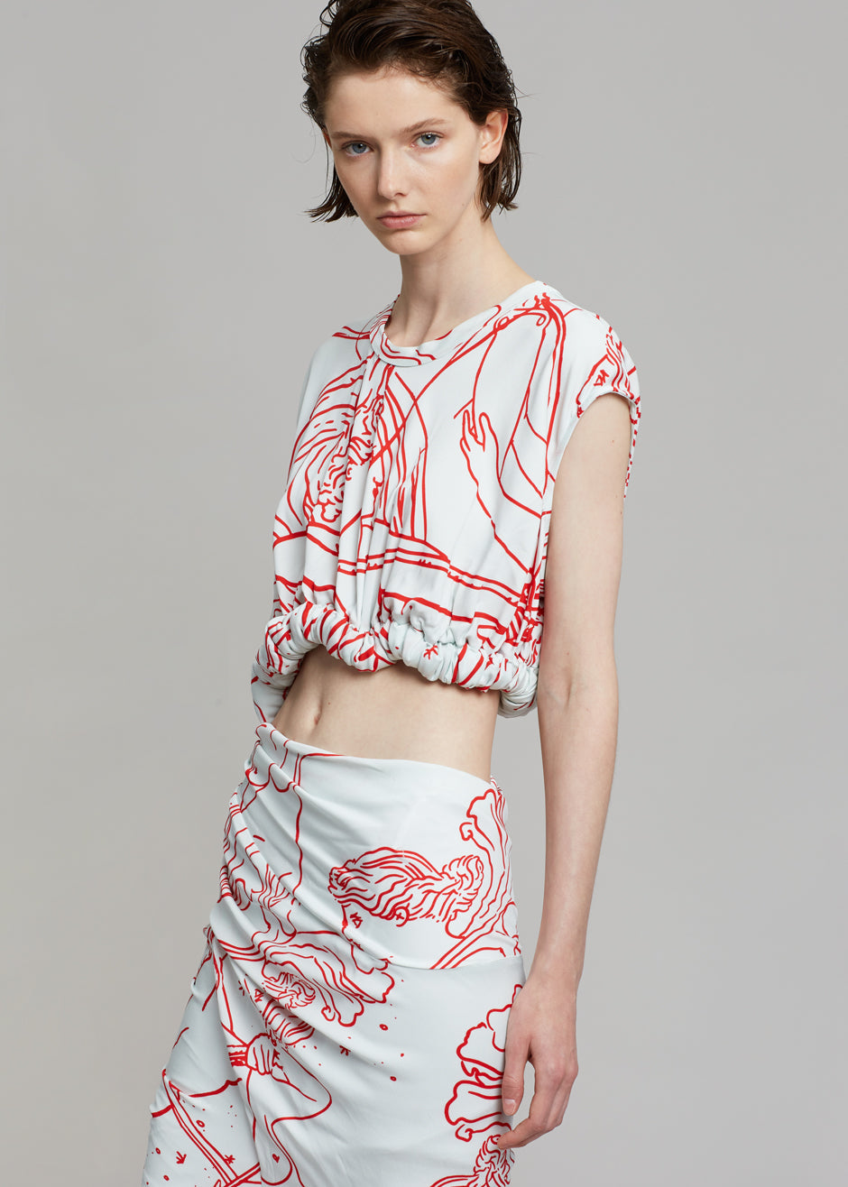 Christopher Esber Sculpted Twisted Tank Dress - Odyssey Print in Ice/Red - 3