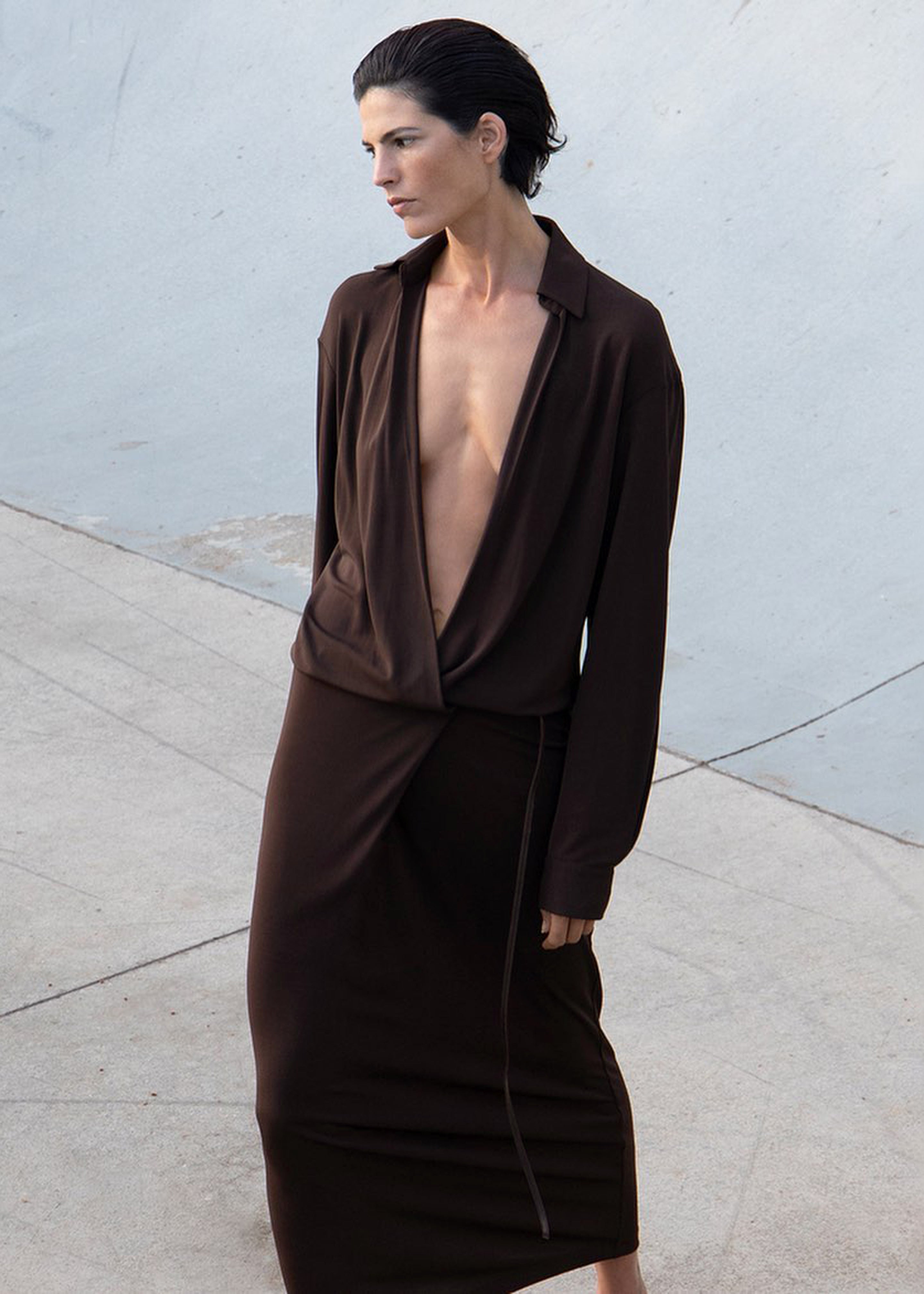 Christopher Esber Framed Buckle Wrap Shirt Dress - Cacao - 7