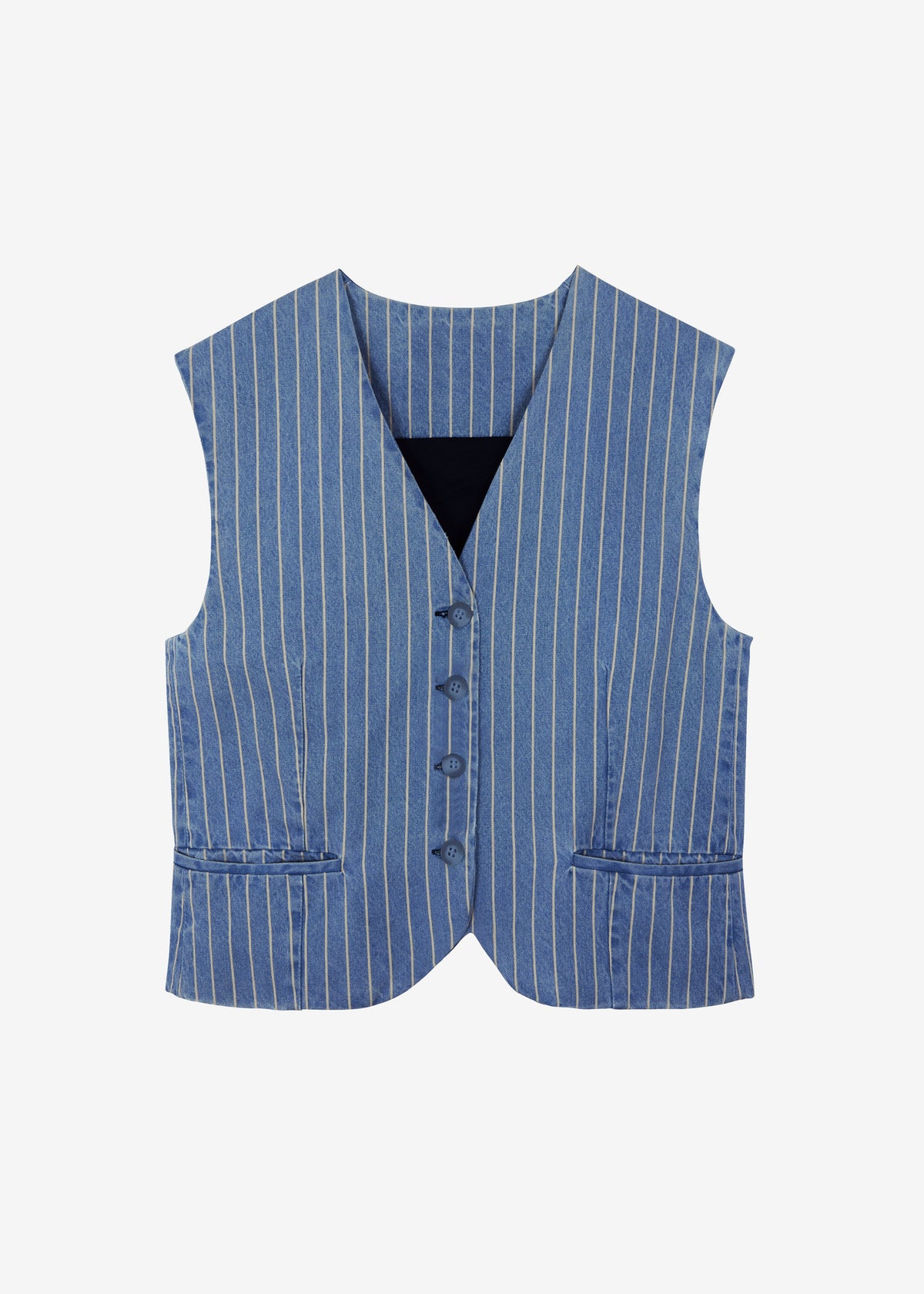 Clare Denim Vest - Blue/White Stripe - 7