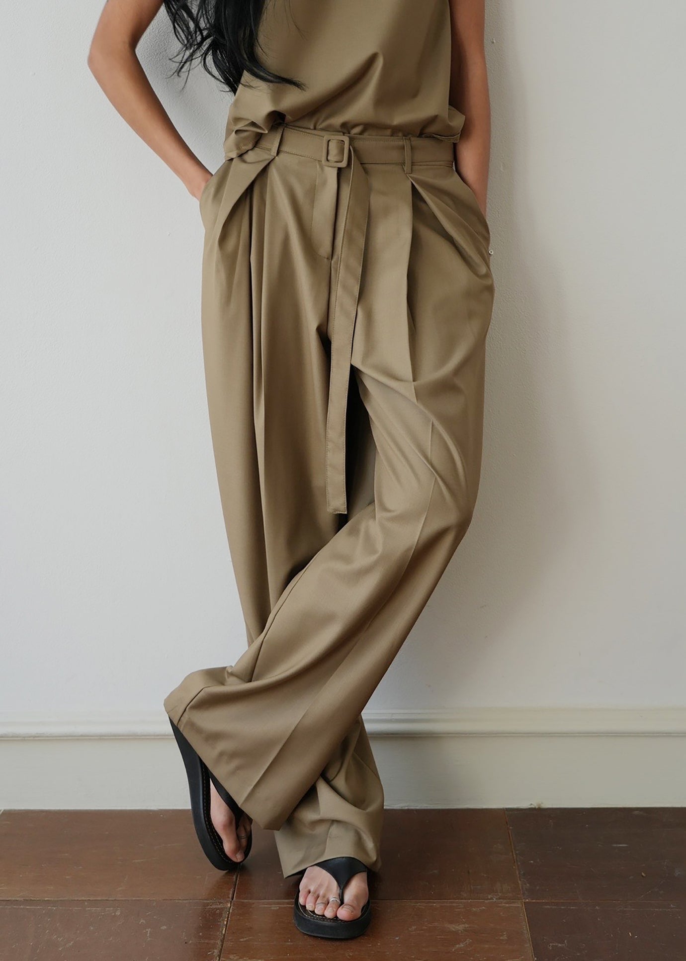Clay Belted Pants - Desert Taupe - 1