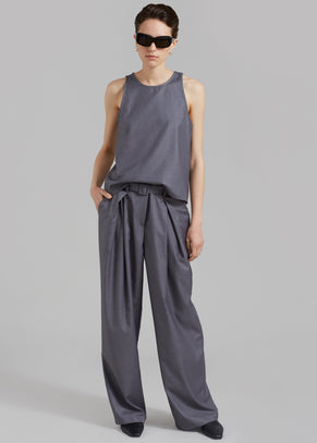 Clay Belted Pants - Grey