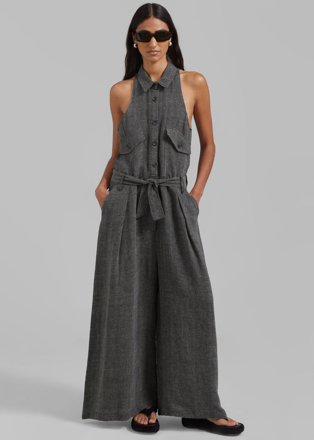 Clayton Halter Jumpsuit - Black Melange