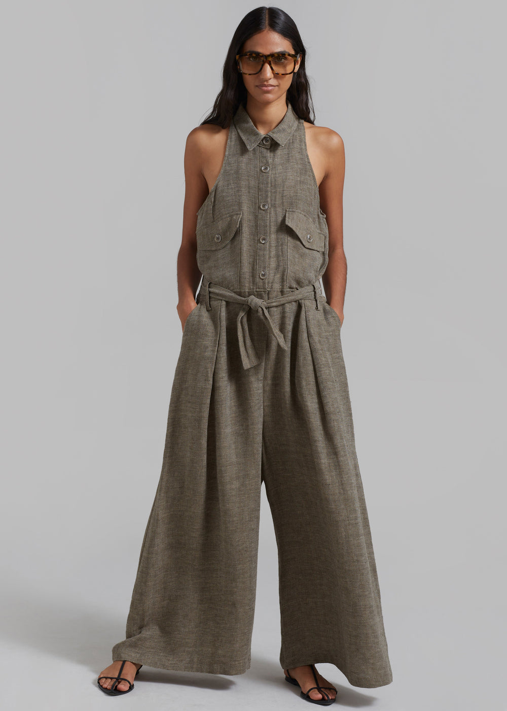 Clayton Halter Jumpsuit - Brown Melange