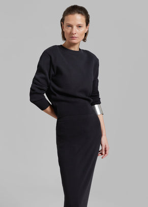 Clover Padded Knit Top - Black
