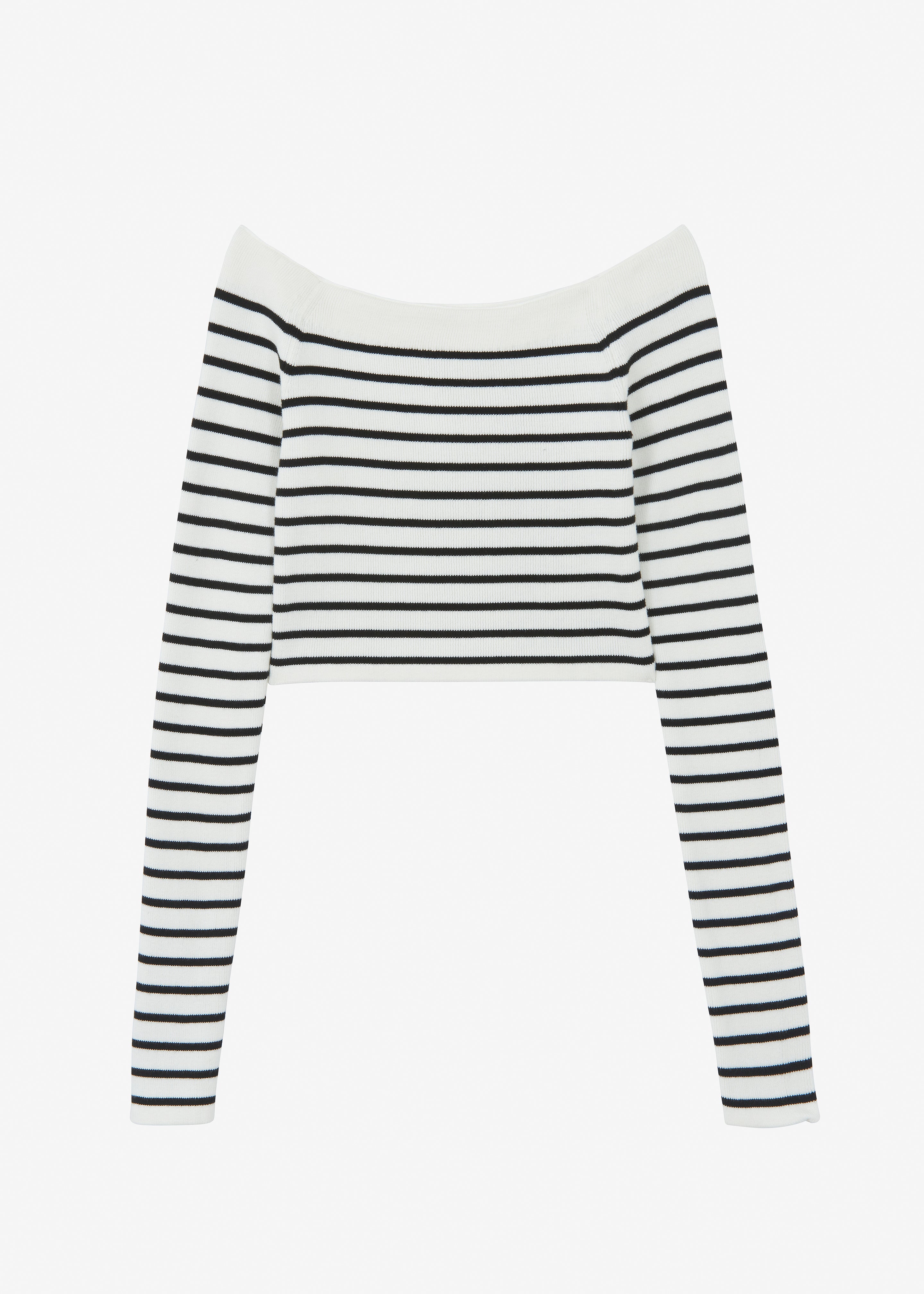Coco White Off Shoulder Sweater - Black Stripe - 13