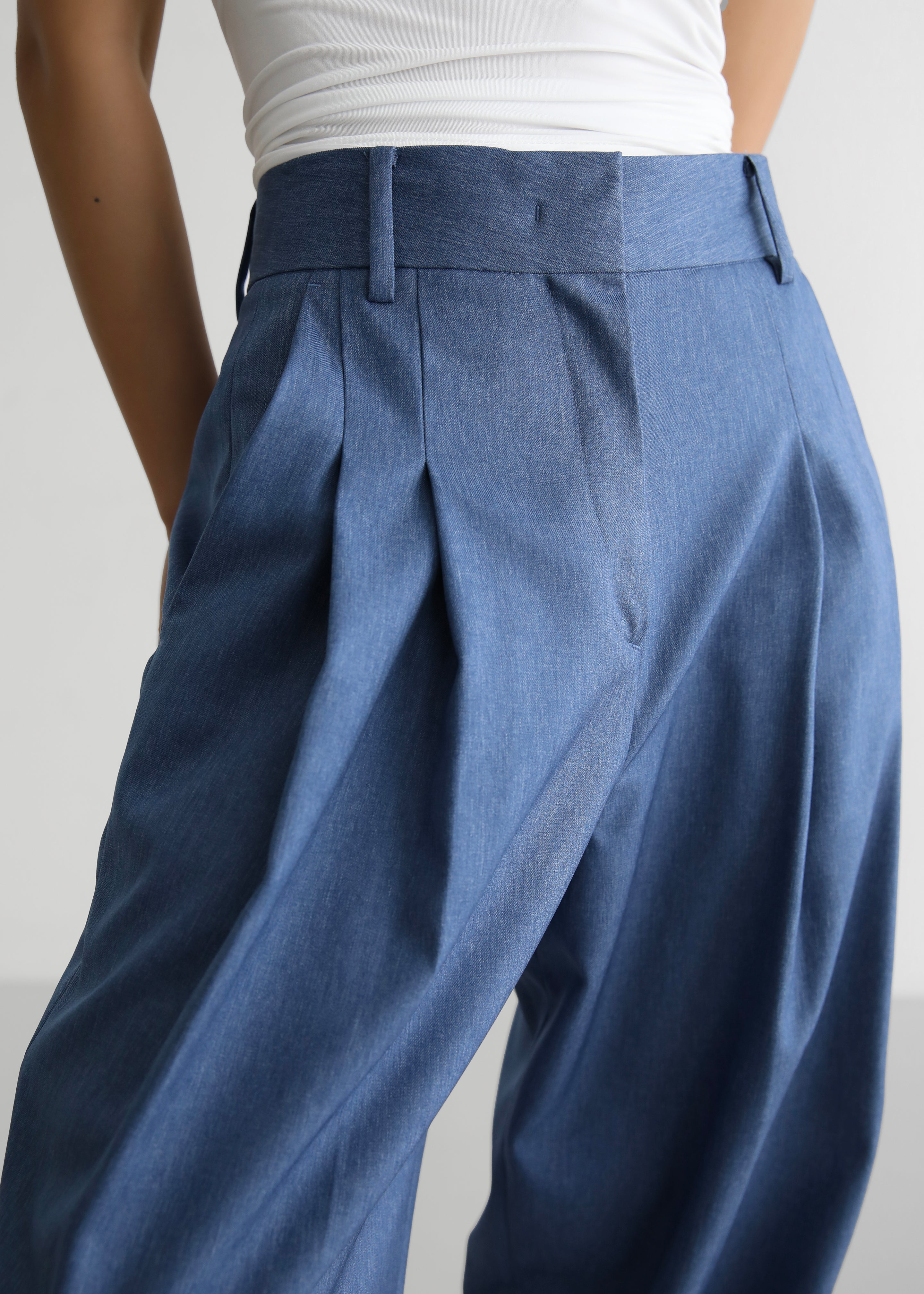 Cooper Pintuck Trousers - Blue - 5