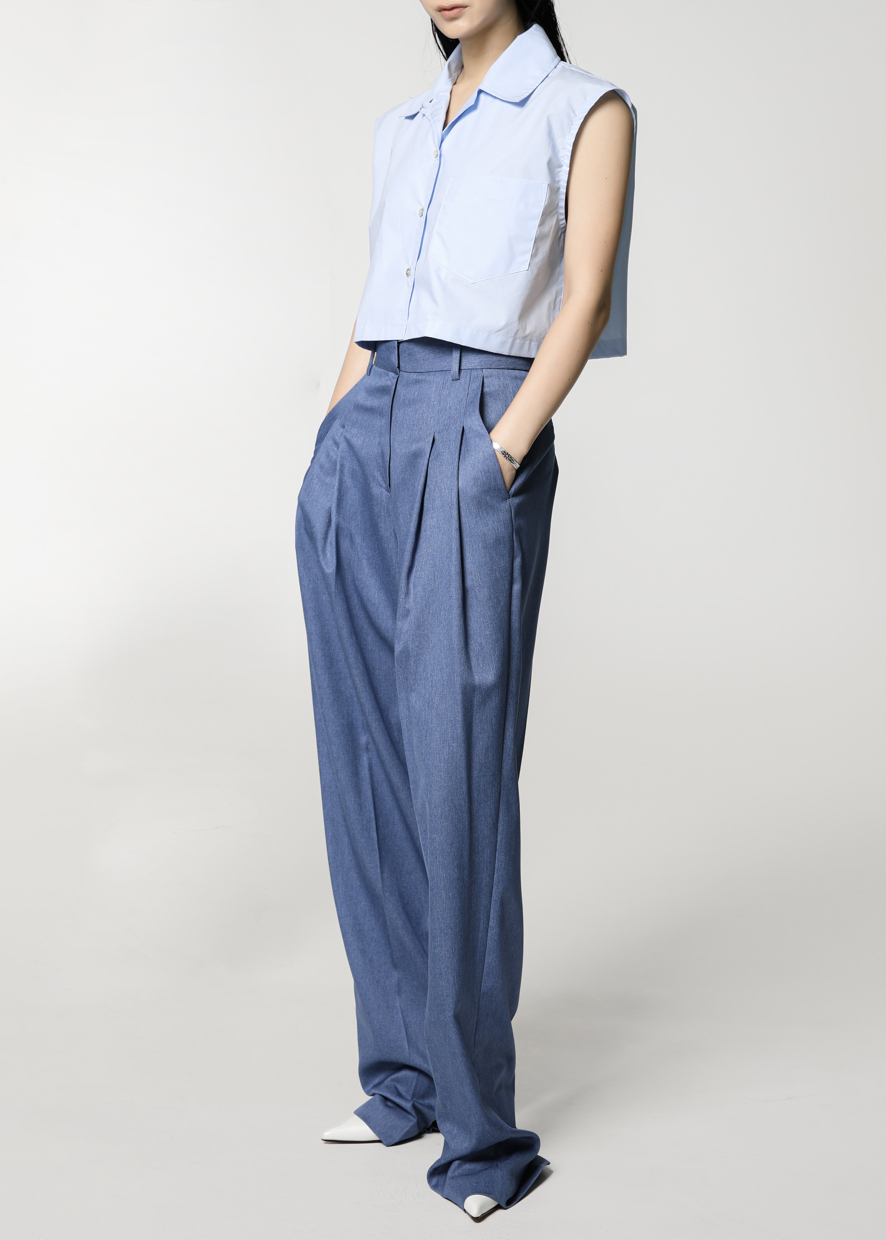 Cooper Pintuck Trousers - Blue - 7