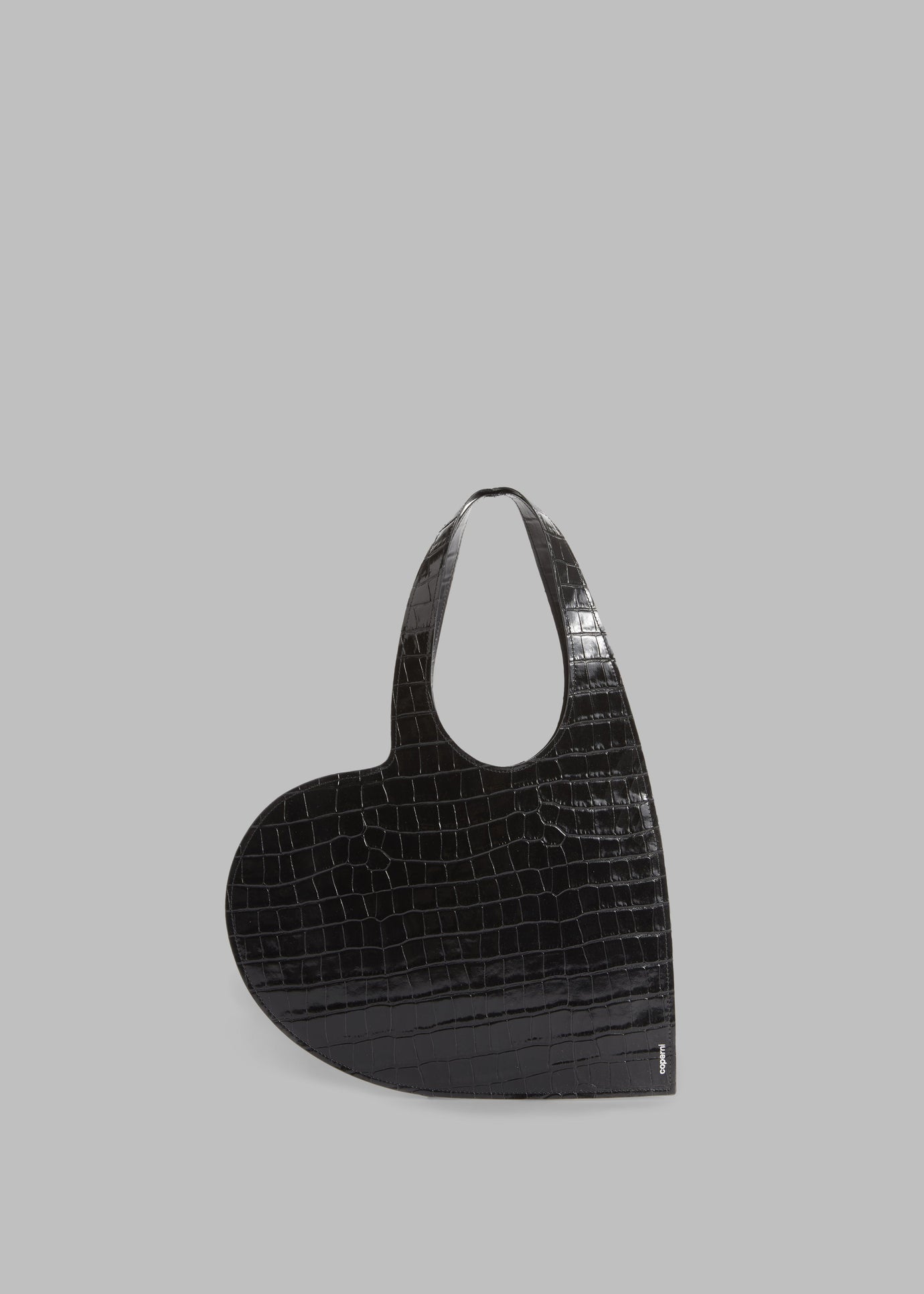 Coperni Croco Mini Heart Tote Bag - Black