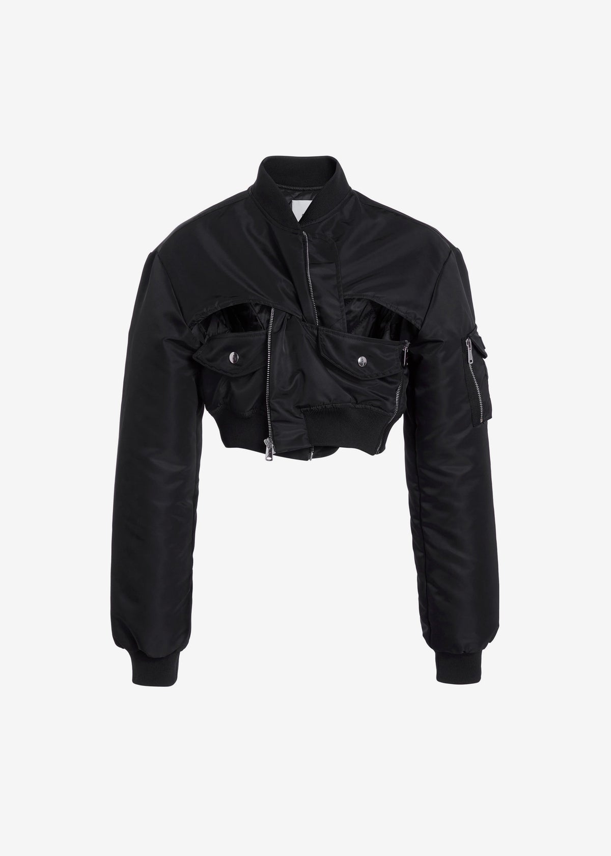 Coperni Cut-Out Cropped Bomber Jacket - Black - 7