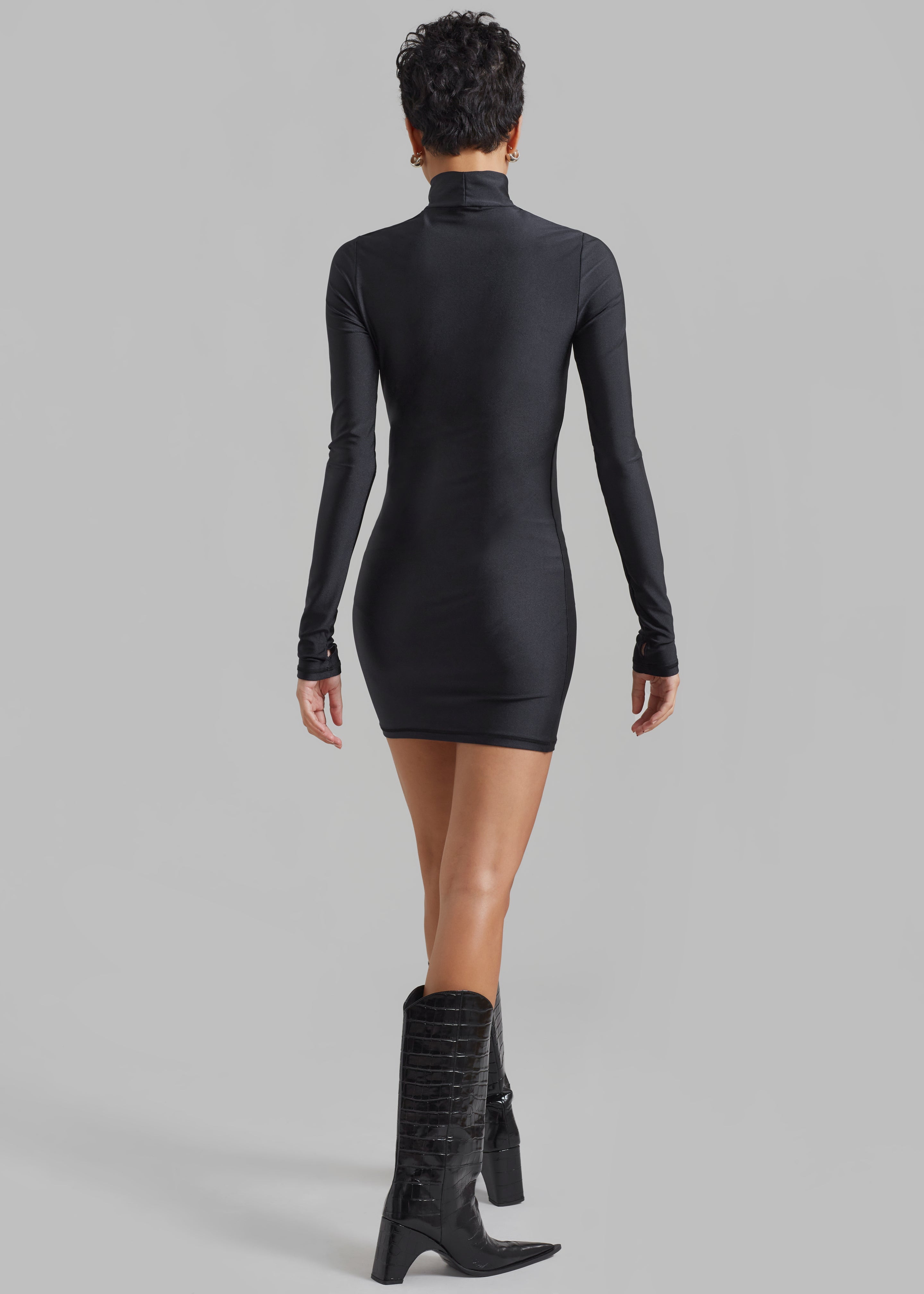 Coperni High Neck Fitted Mini Dress - Black - 10