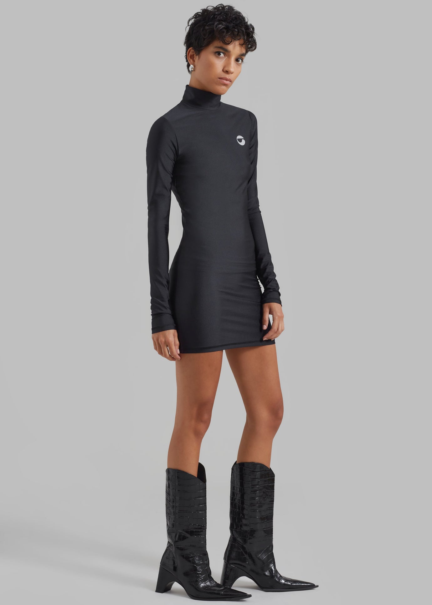 Coperni High Neck Fitted Mini Dress - Black