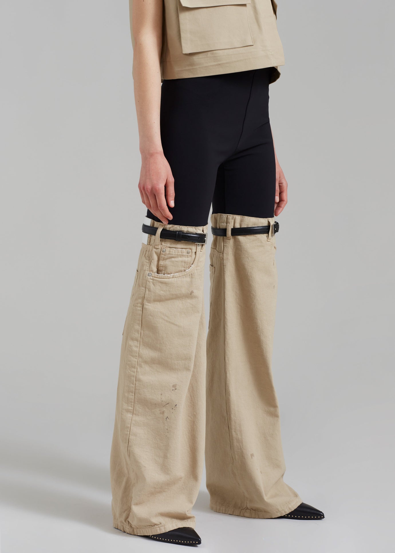Coperni Hybrid Denim Trousers - Black/Beige - 1