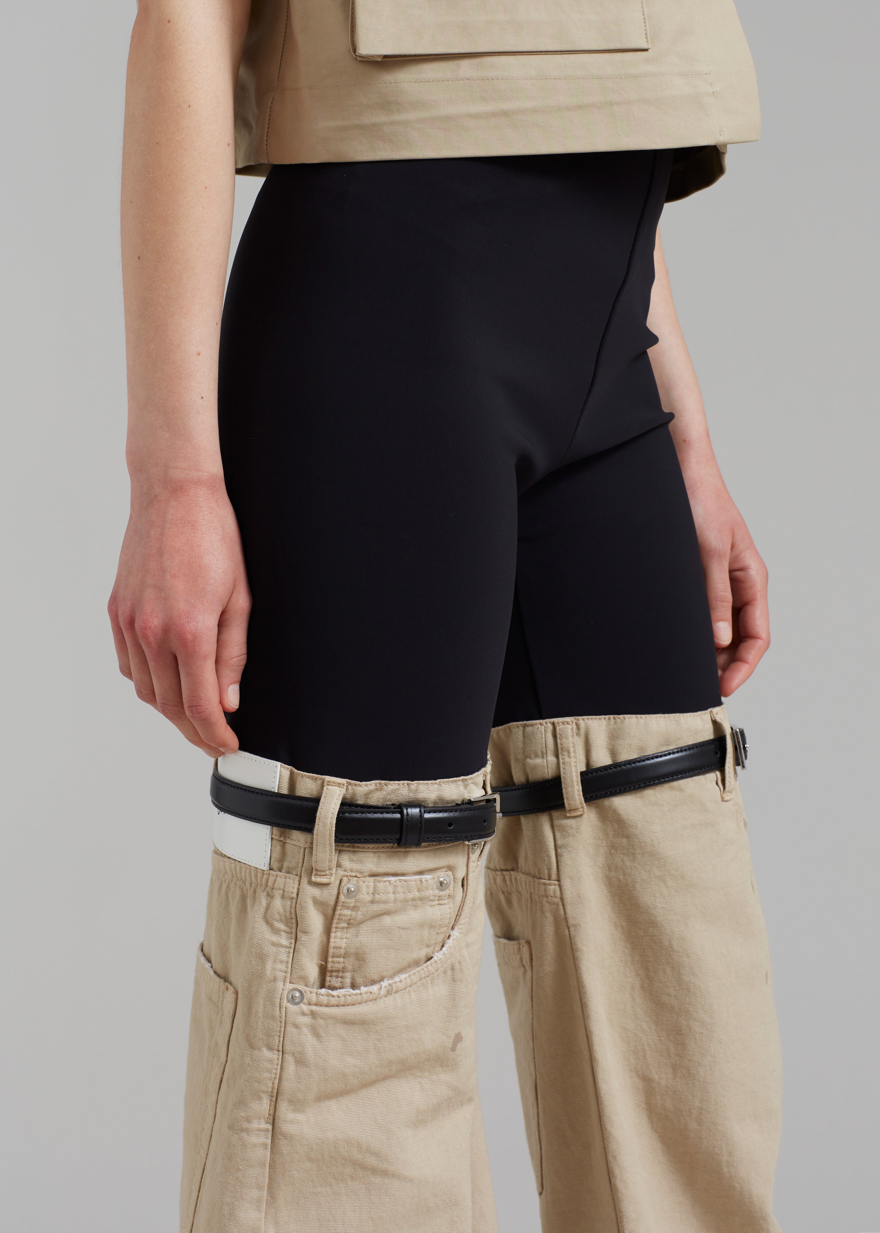 Coperni Hybrid Denim Trousers - Black/Beige - 4