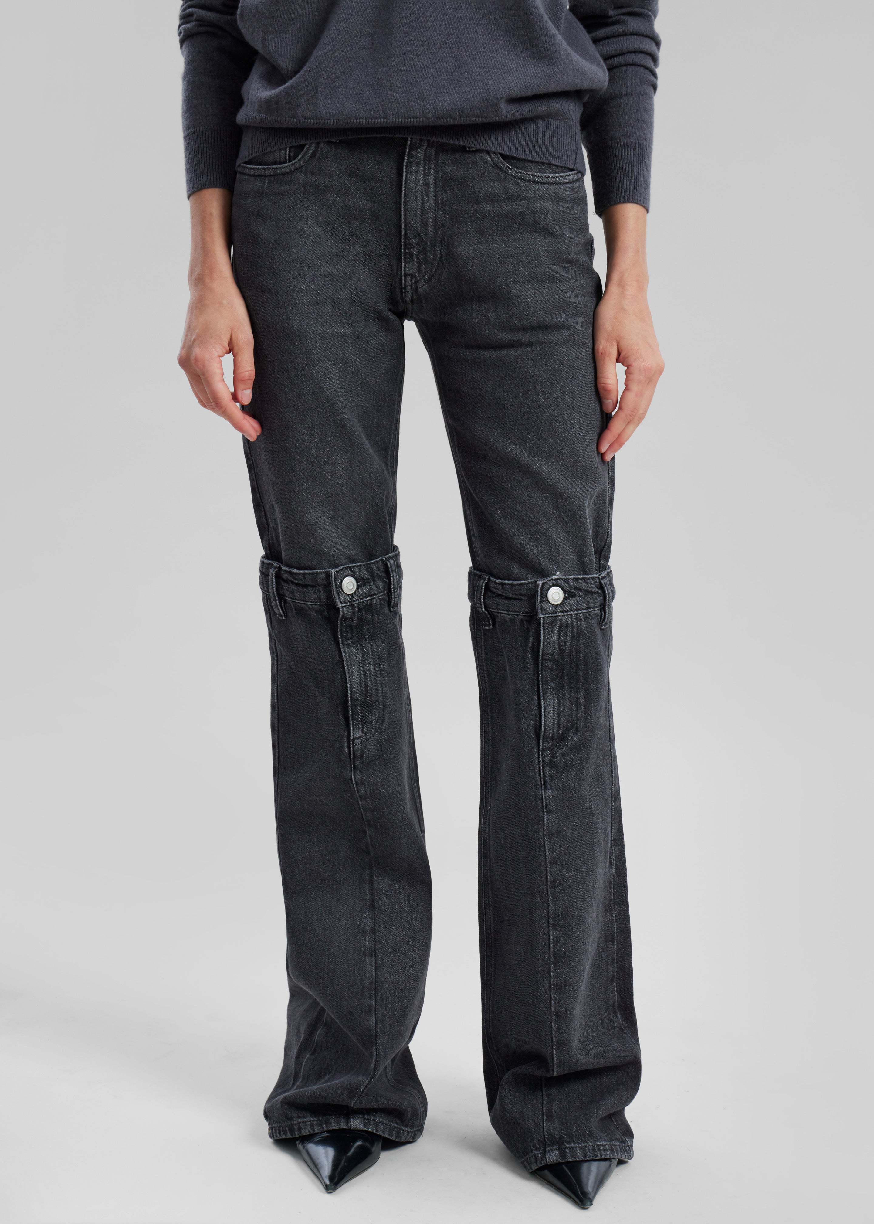 Coperni Open Knee Jeans - Washed Black - 8