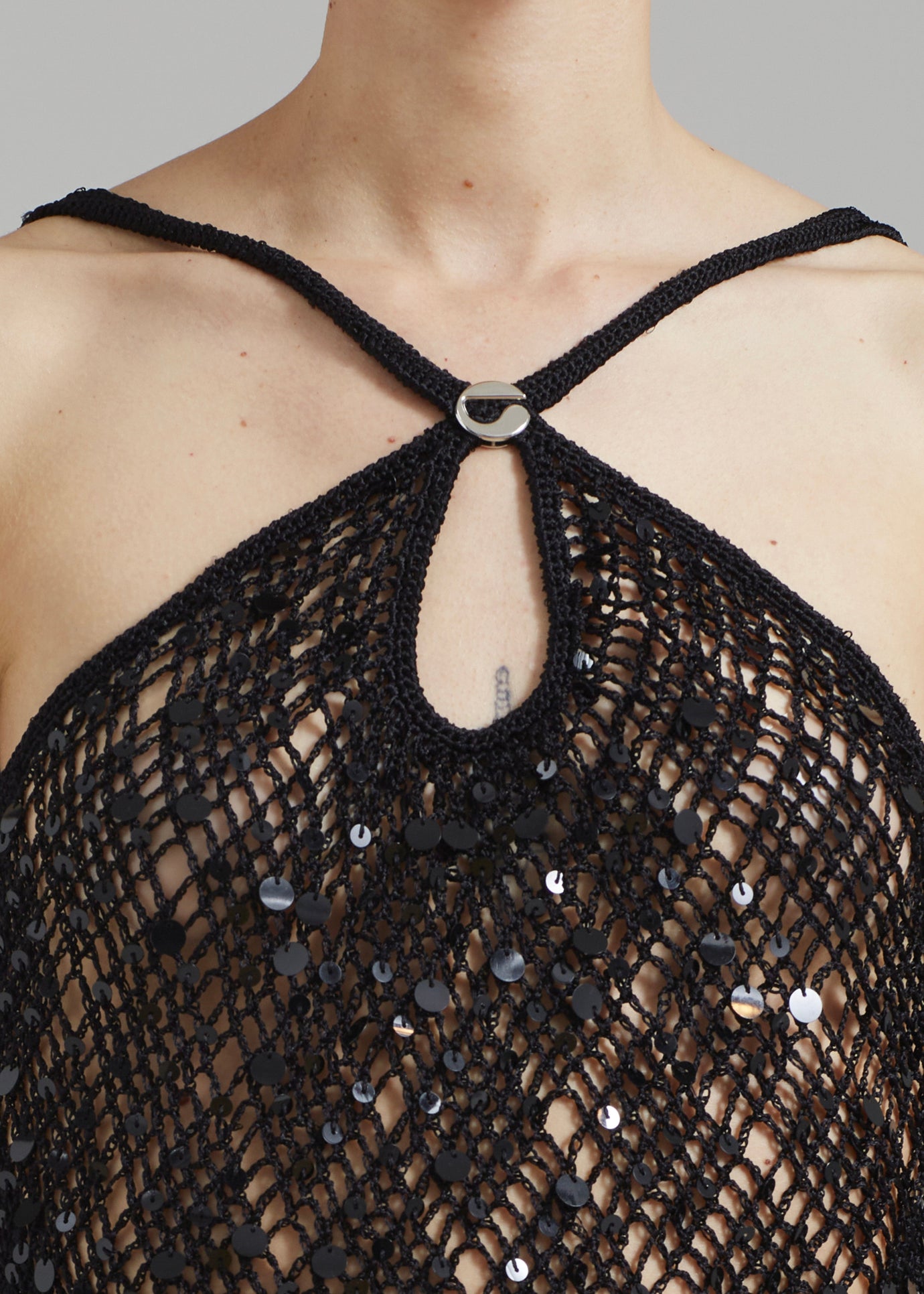 Coperni Sequin Crochet Dress - Black - 1