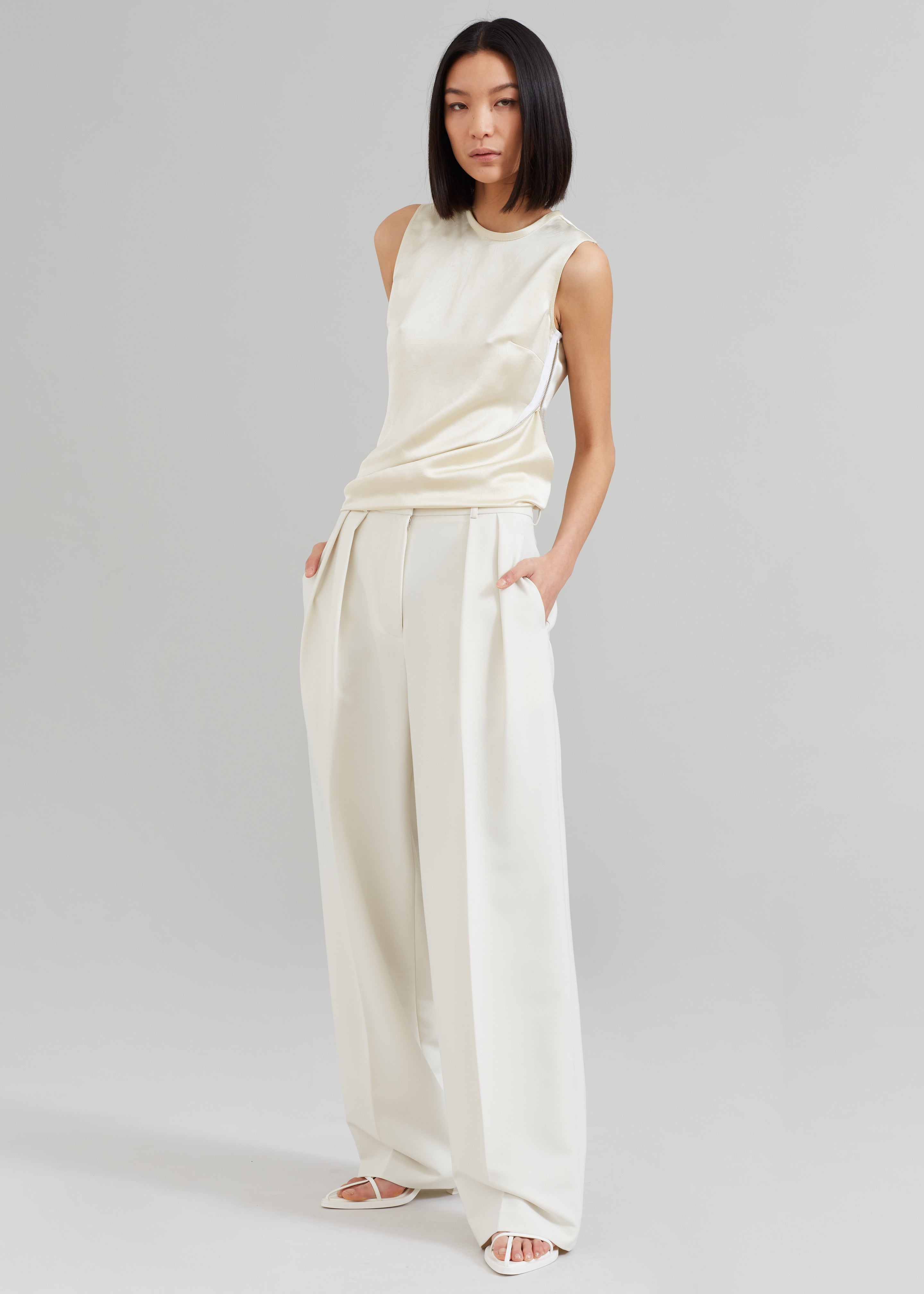 Corrin Pleated Trousers - Ivory - 6
