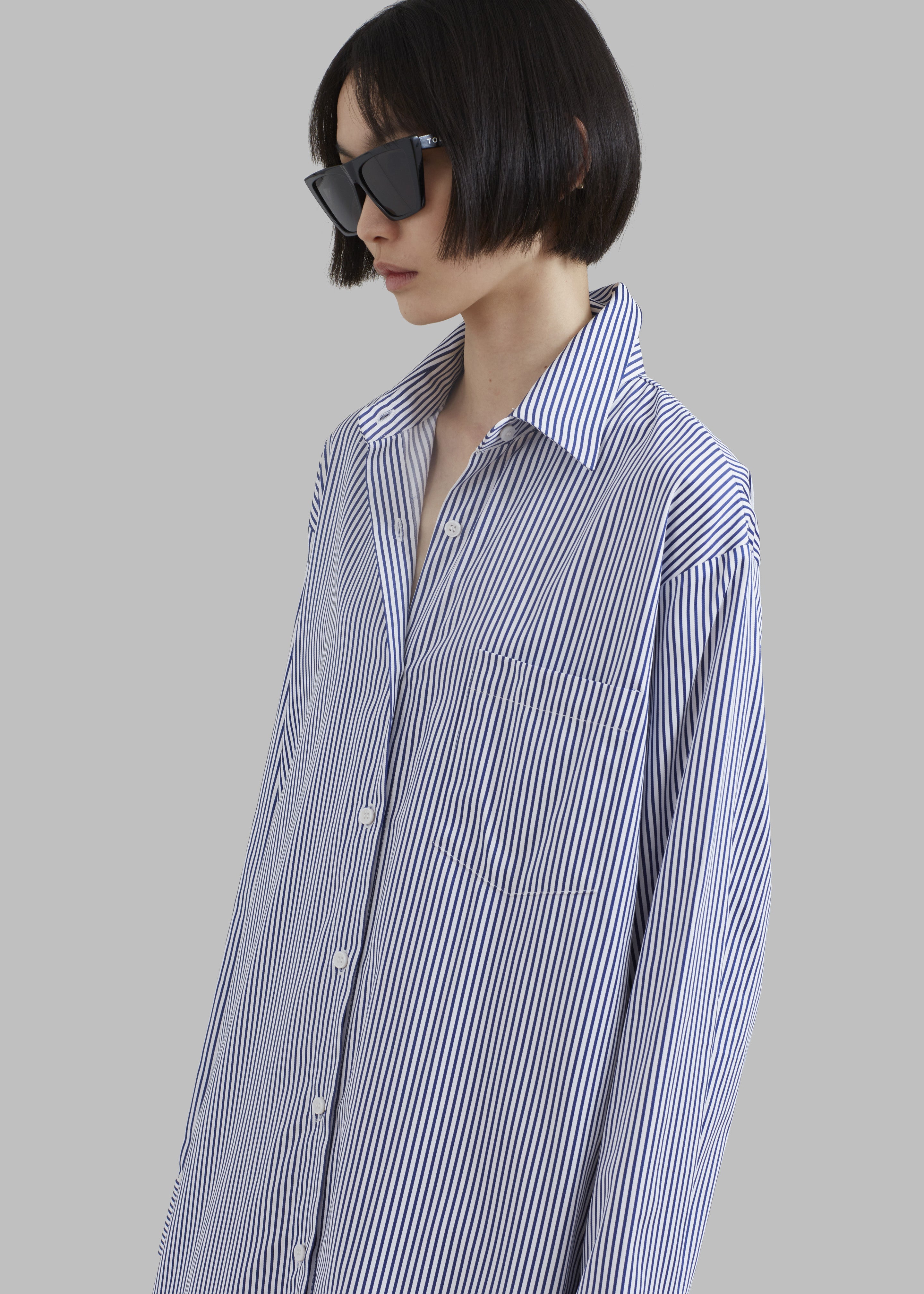 Cala Shirt Dress - Navy Stripe - 3