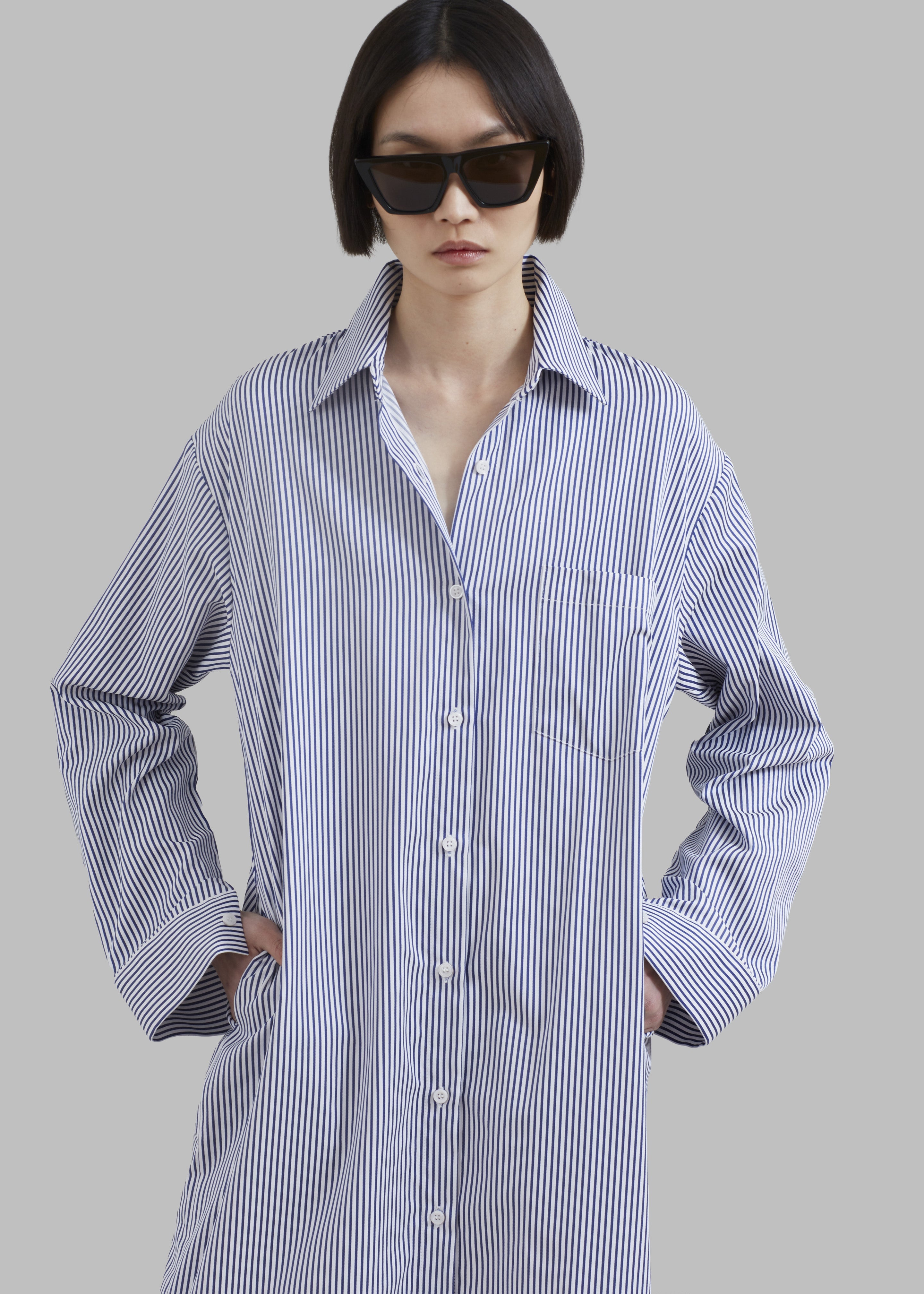 Cala Shirt Dress - Navy Stripe - 7