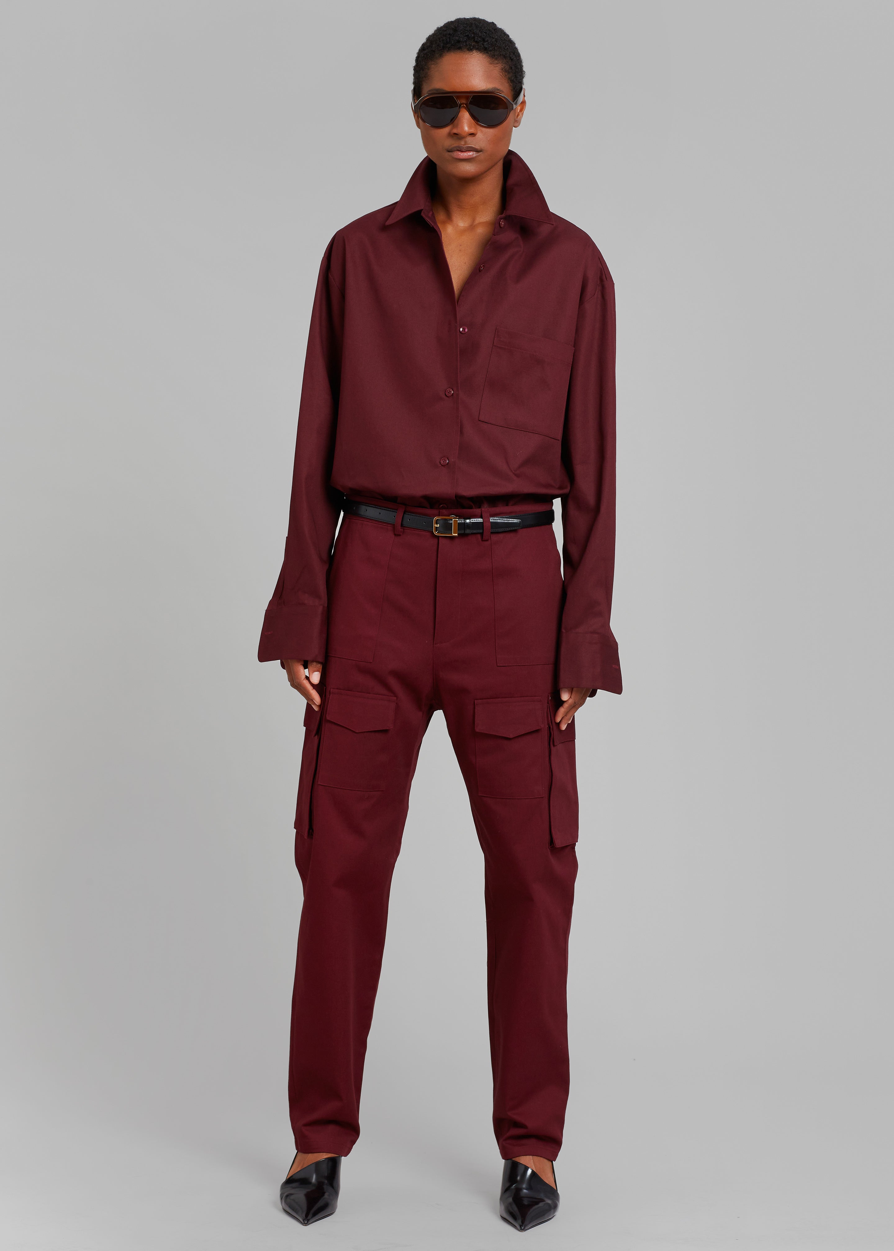 Carrie Twill Cargo Pants - Burgundy - 7