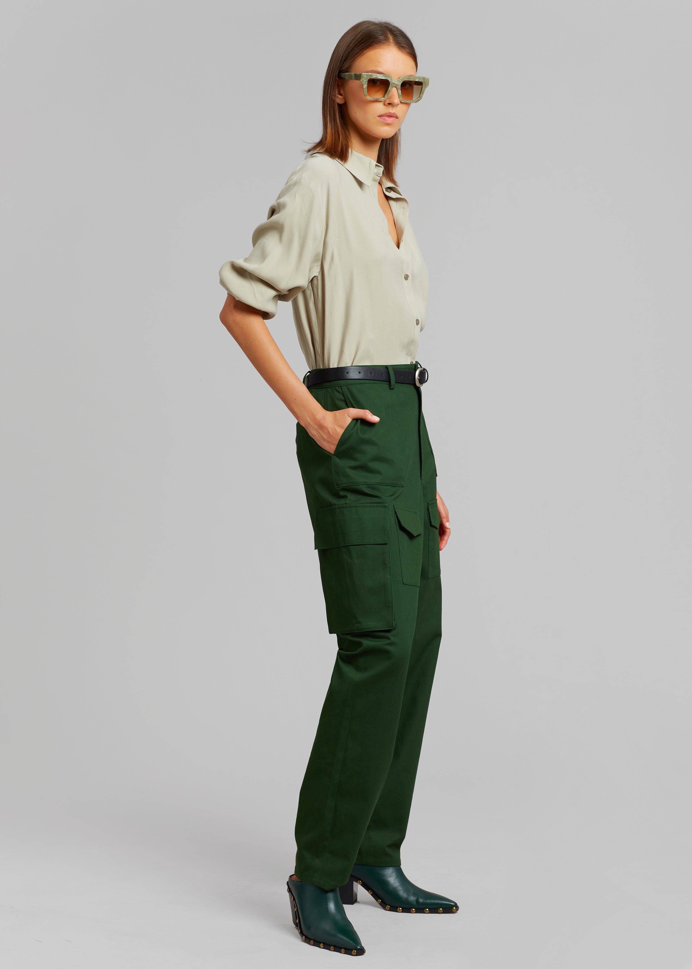 Carrie Twill Cargo Pants - Forest Green - 9
