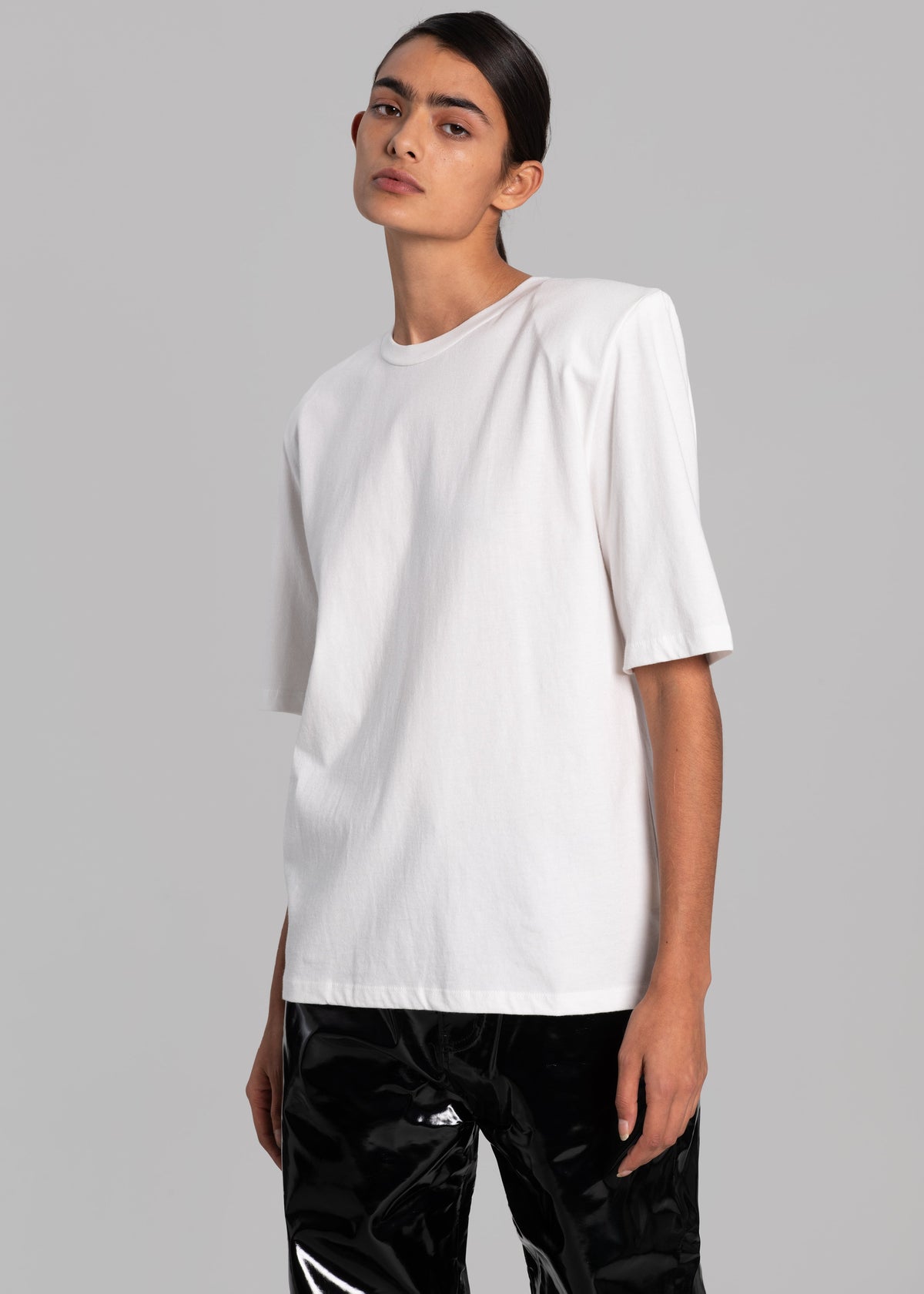 Carrington Padded Shoulder Tee - White - 2