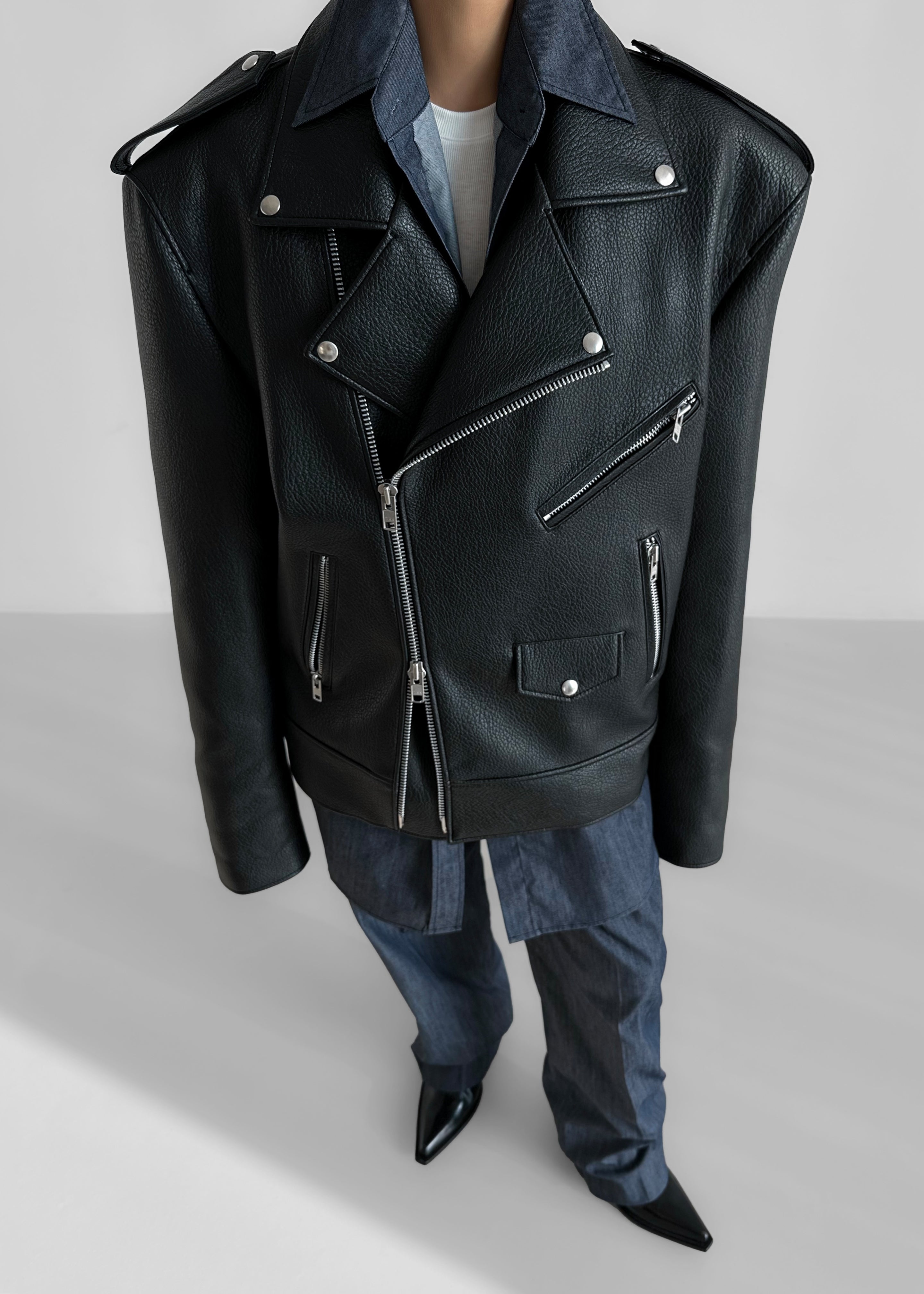 Chicago Oversized Biker Jacket Black Frankie Shop Europe