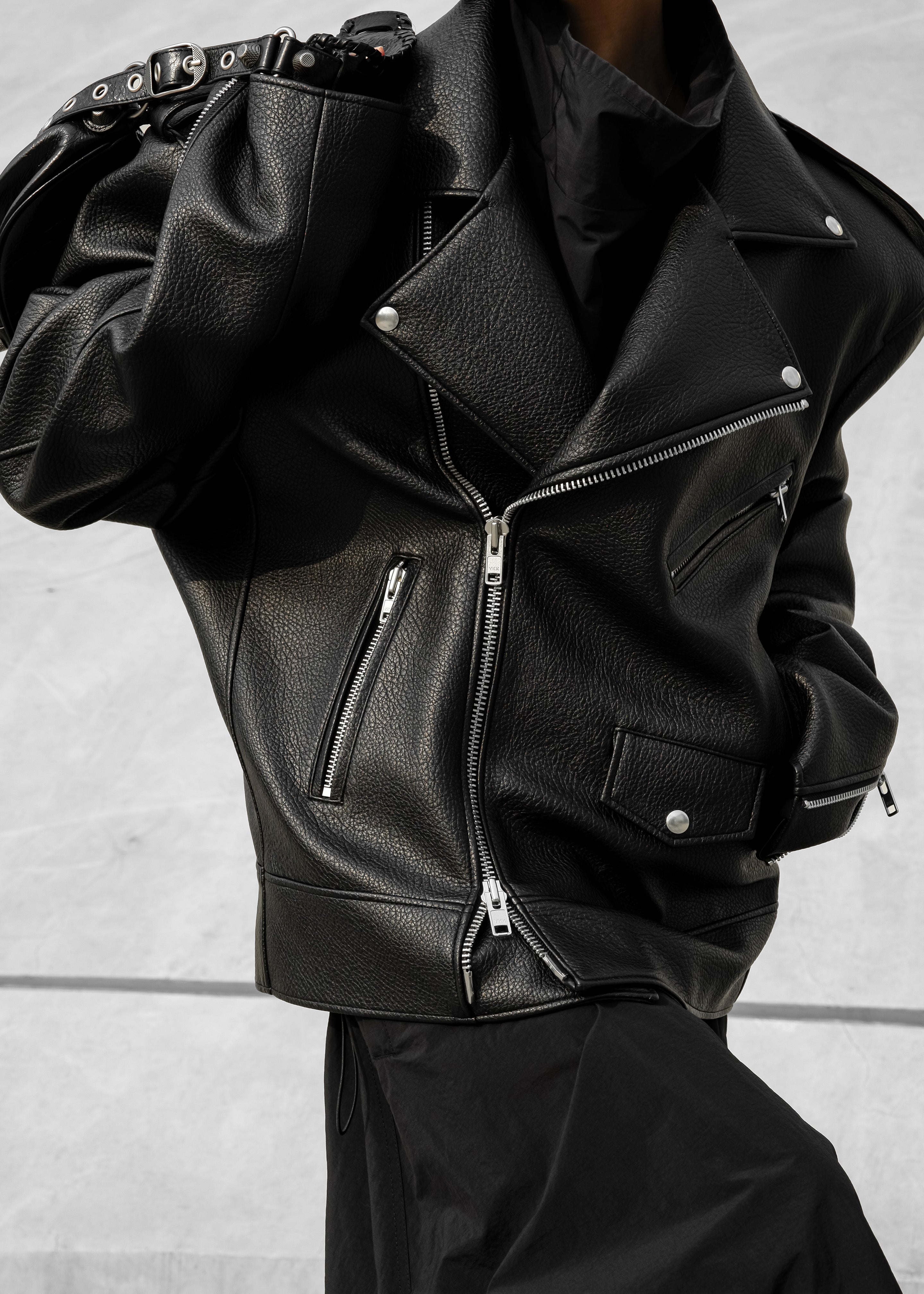 Chicago Oversized Biker Jacket Black