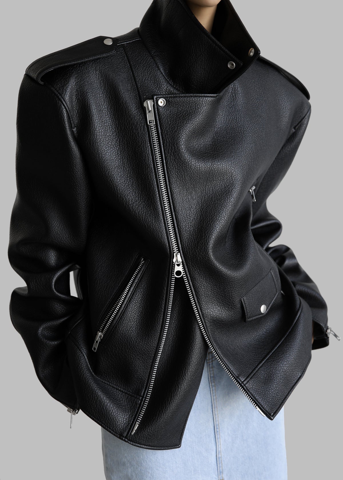 Chicago Oversized Biker Jacket - Black - 6