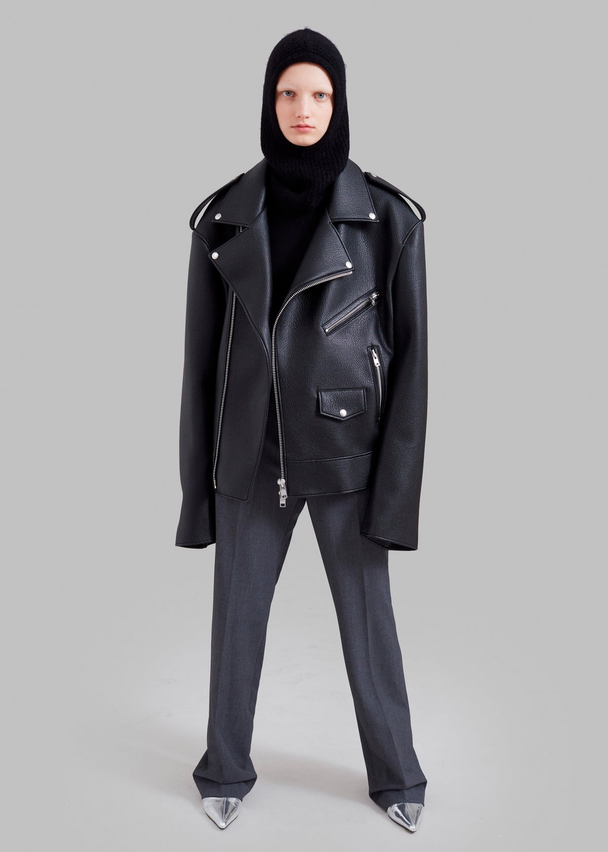 Chicago Oversized Biker Jacket - Black - 10