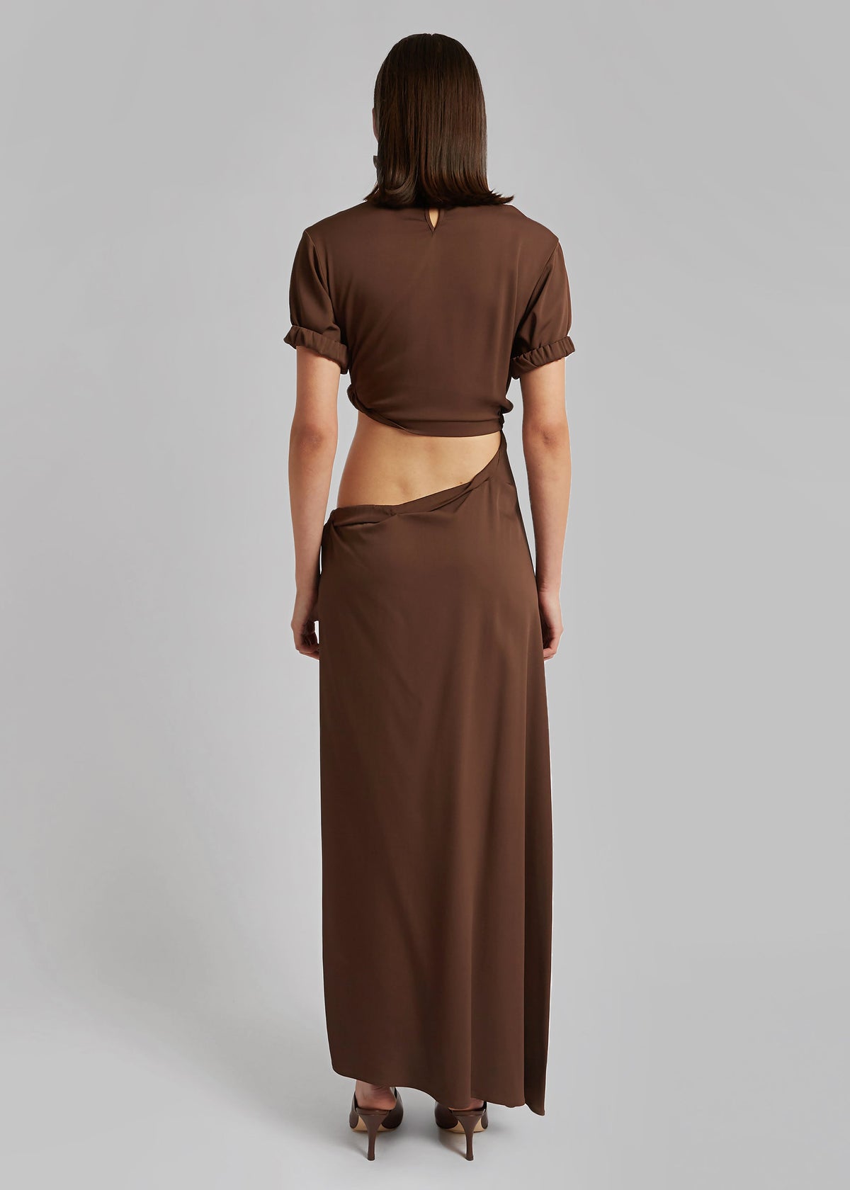 Christopher Esber Roll Sleeve Tee Dress - Chocolate - 7