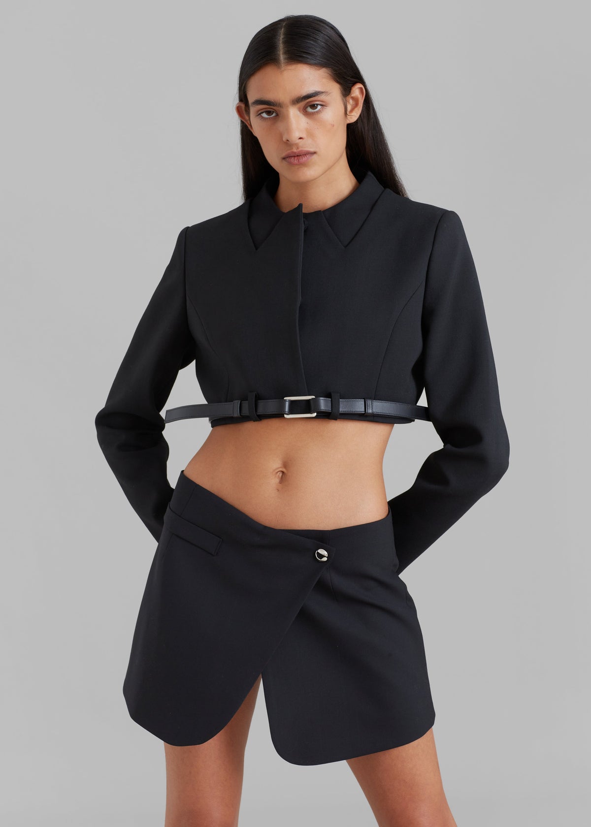 Coperni Cropped Trompe-L'Oeil Jacket - Black - 1
