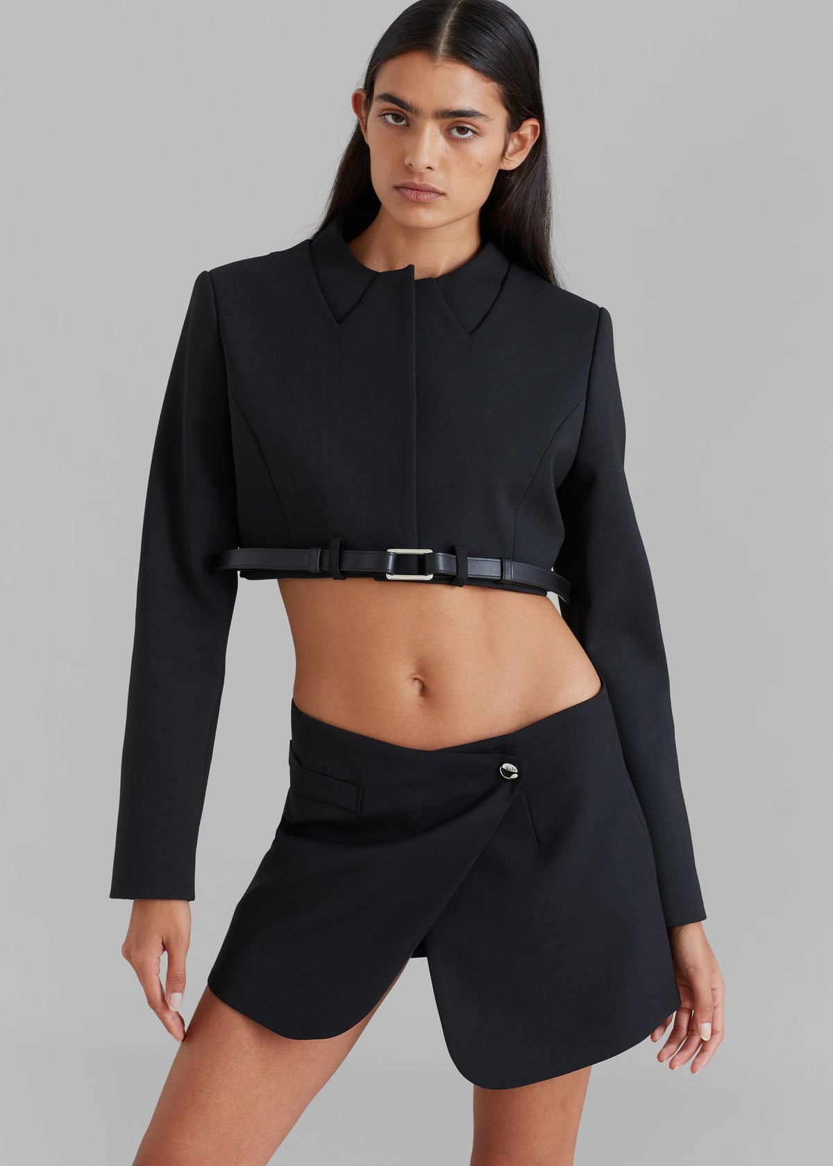 Coperni Cropped Trompe-L'Oeil Jacket - Black - 7
