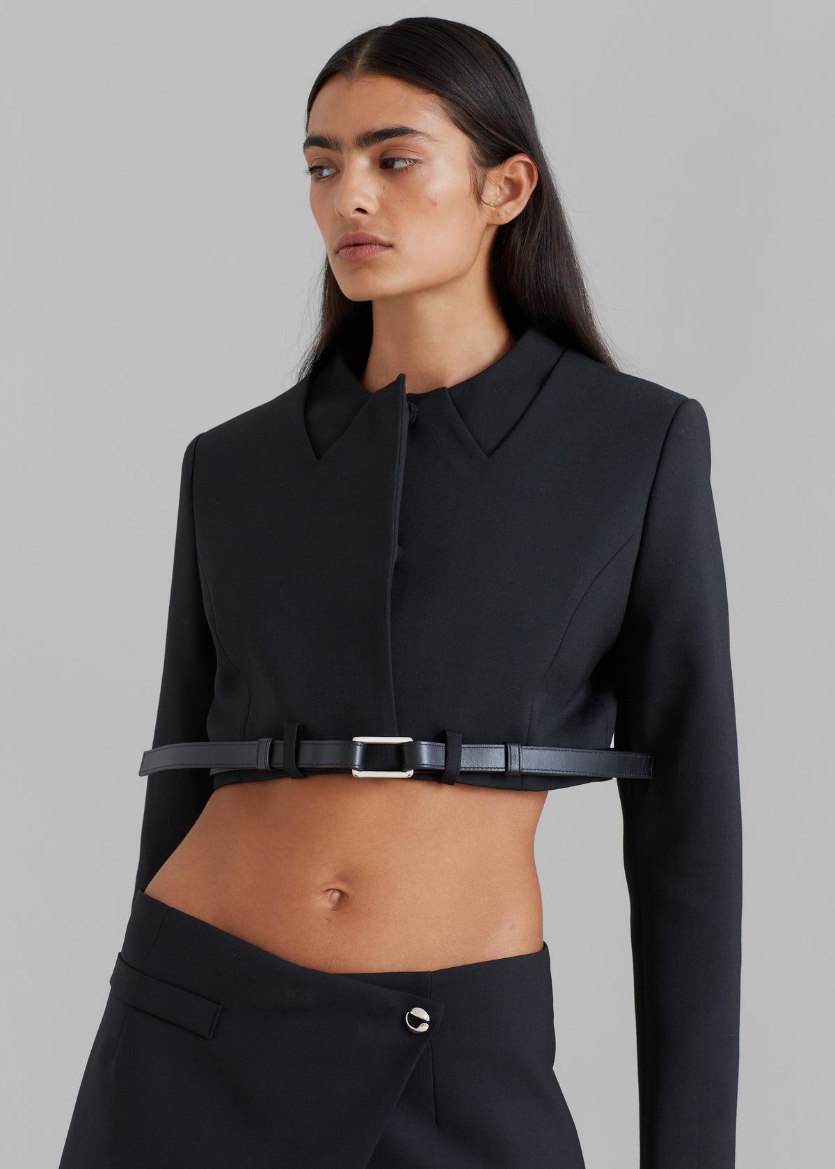 Coperni Cropped Trompe-L'Oeil Jacket - Black - 9