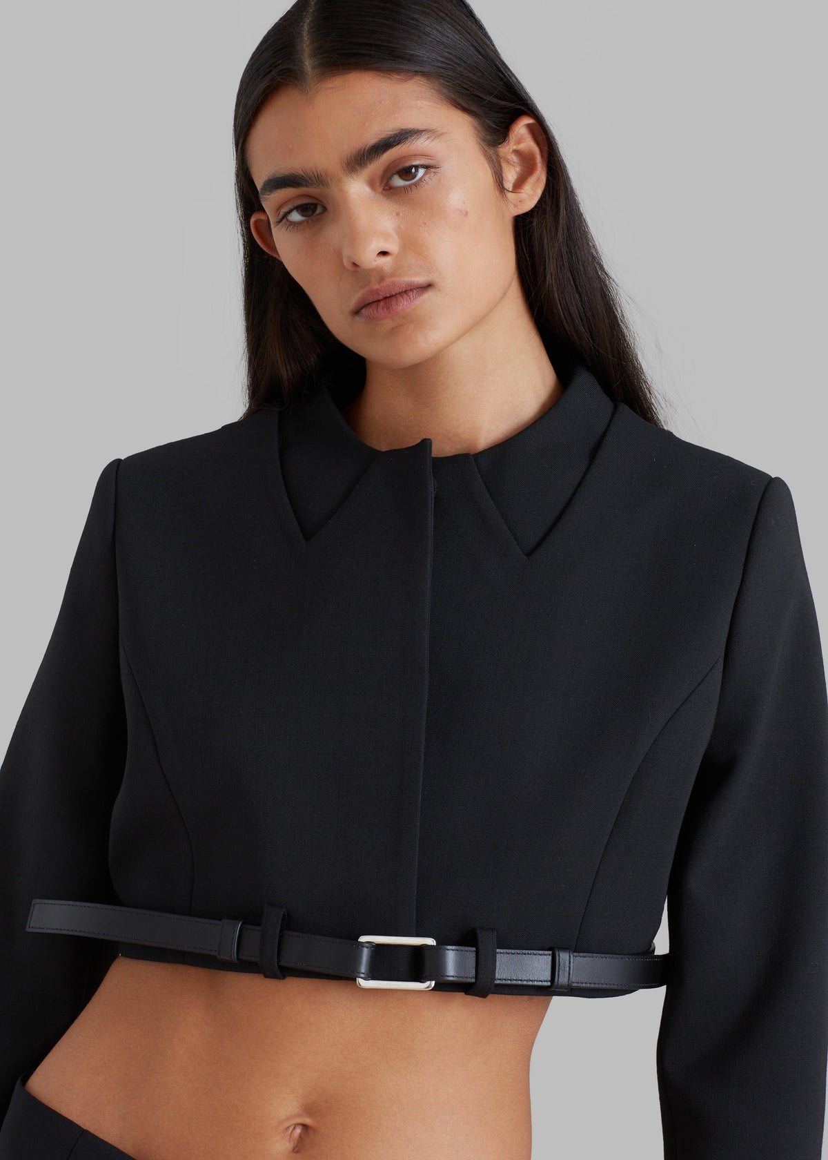 Coperni Cropped Trompe-L'Oeil Jacket - Black - 3