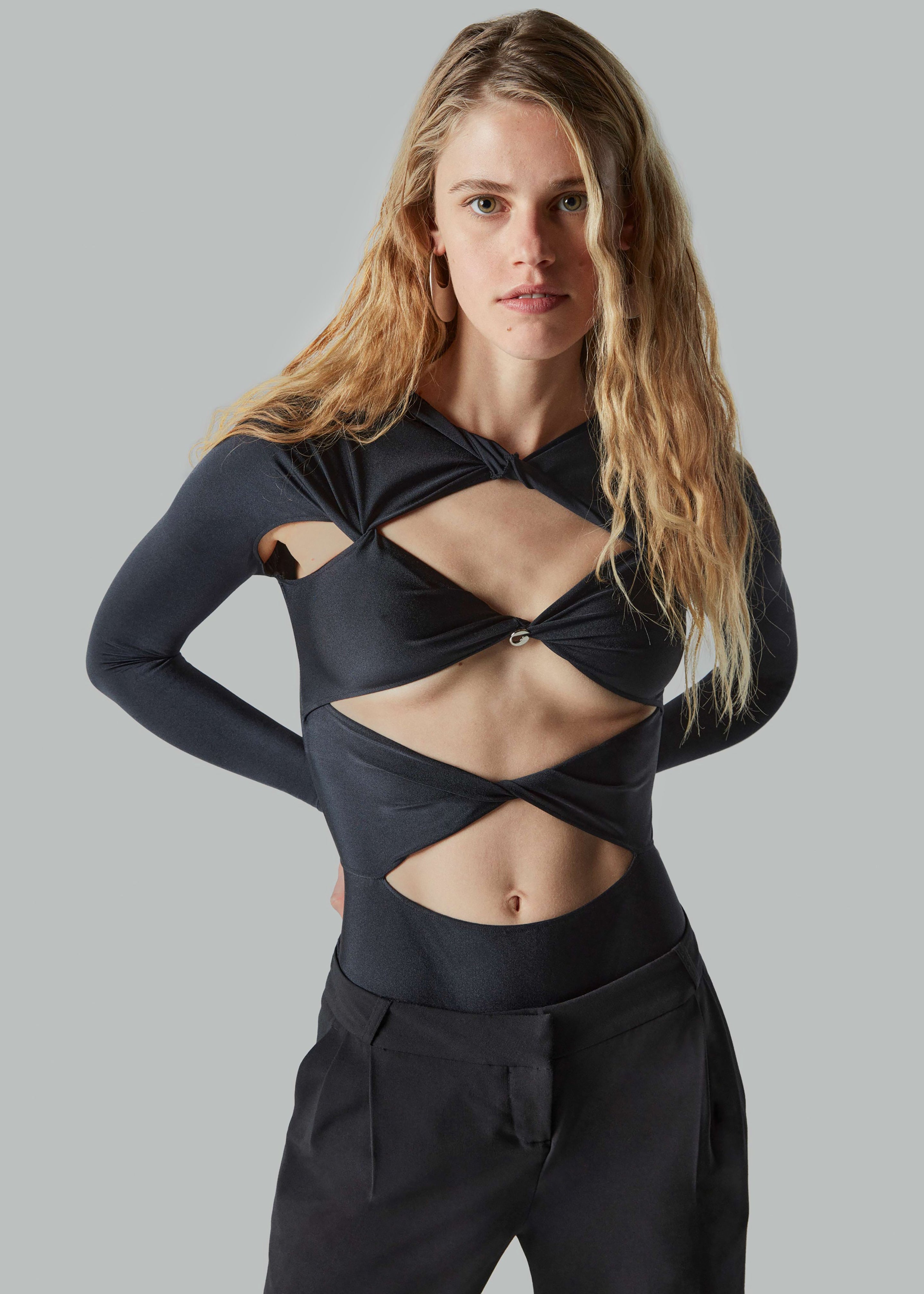 Coperni Cut-Out Jersey Bodysuit - Black
