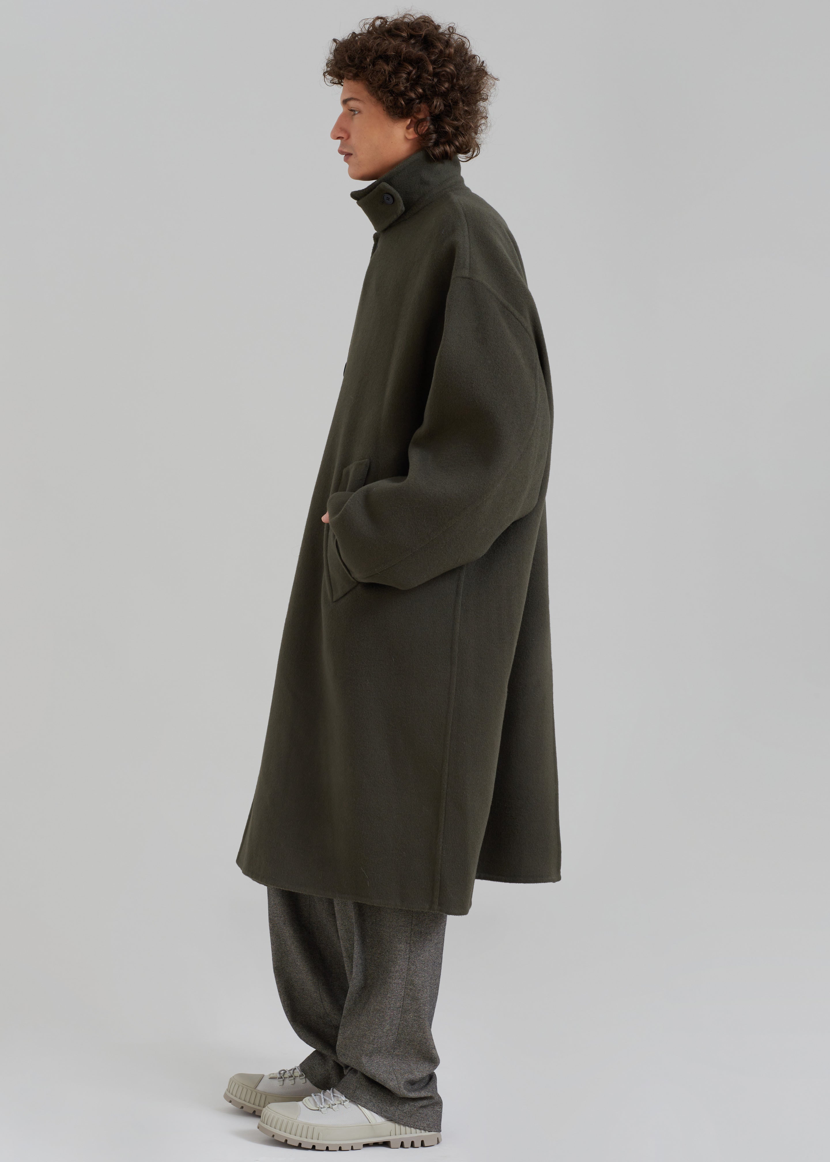 Croft Oversized Coat - Olive - 11