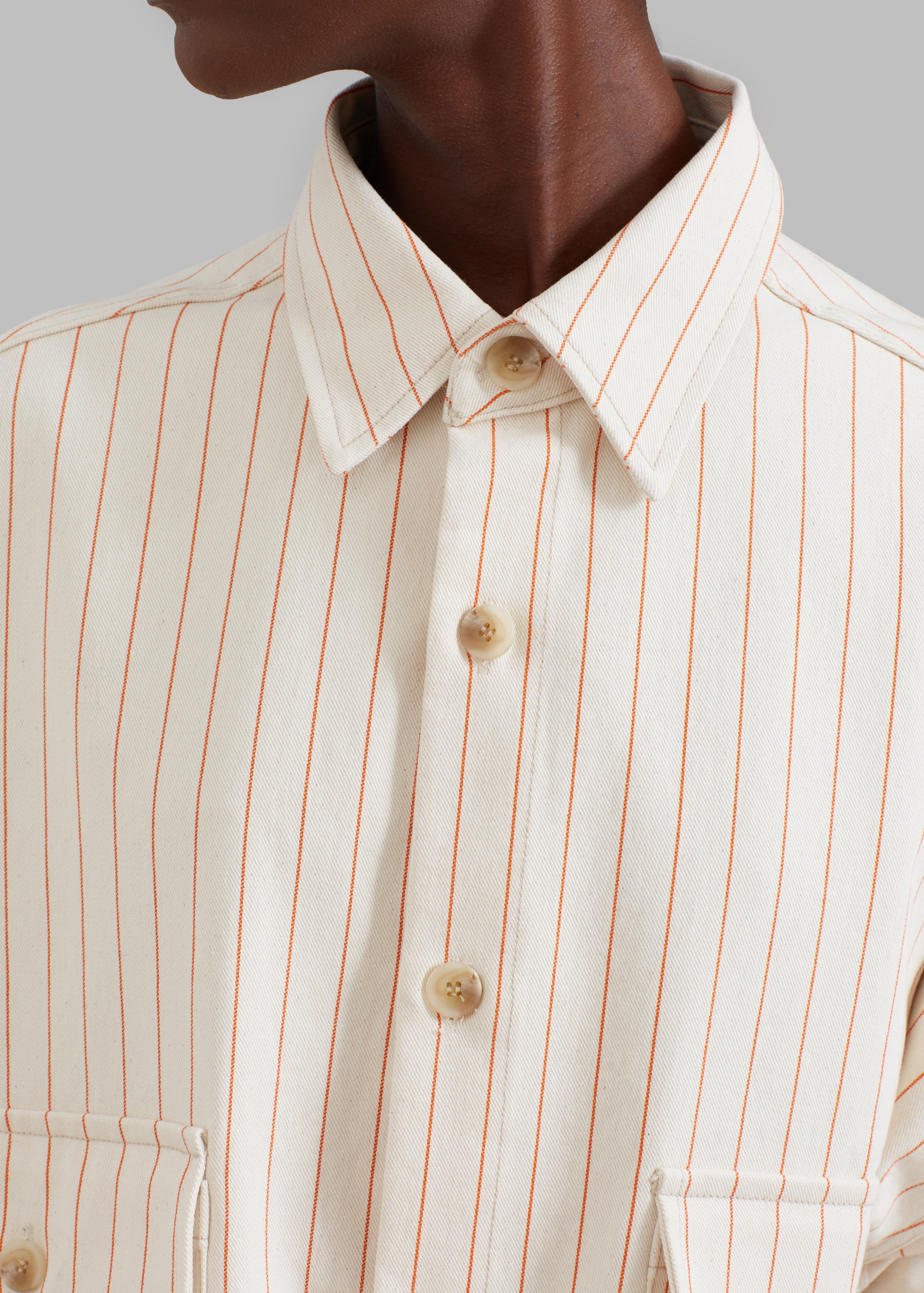 Dallas Denim Overshirt - Orange Pinstripe - 5