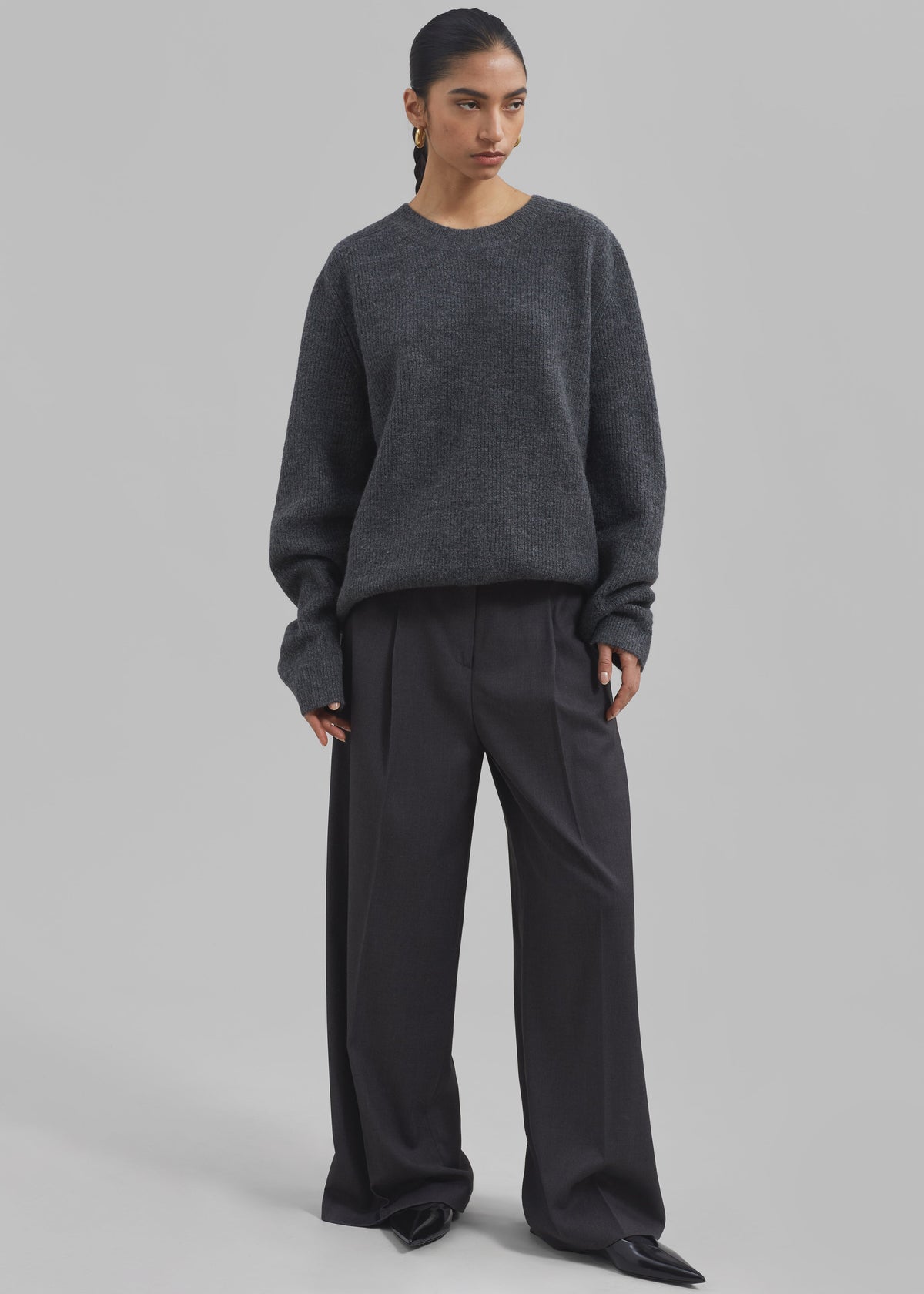 Dariel Pleated Trousers - Charcoal - 4