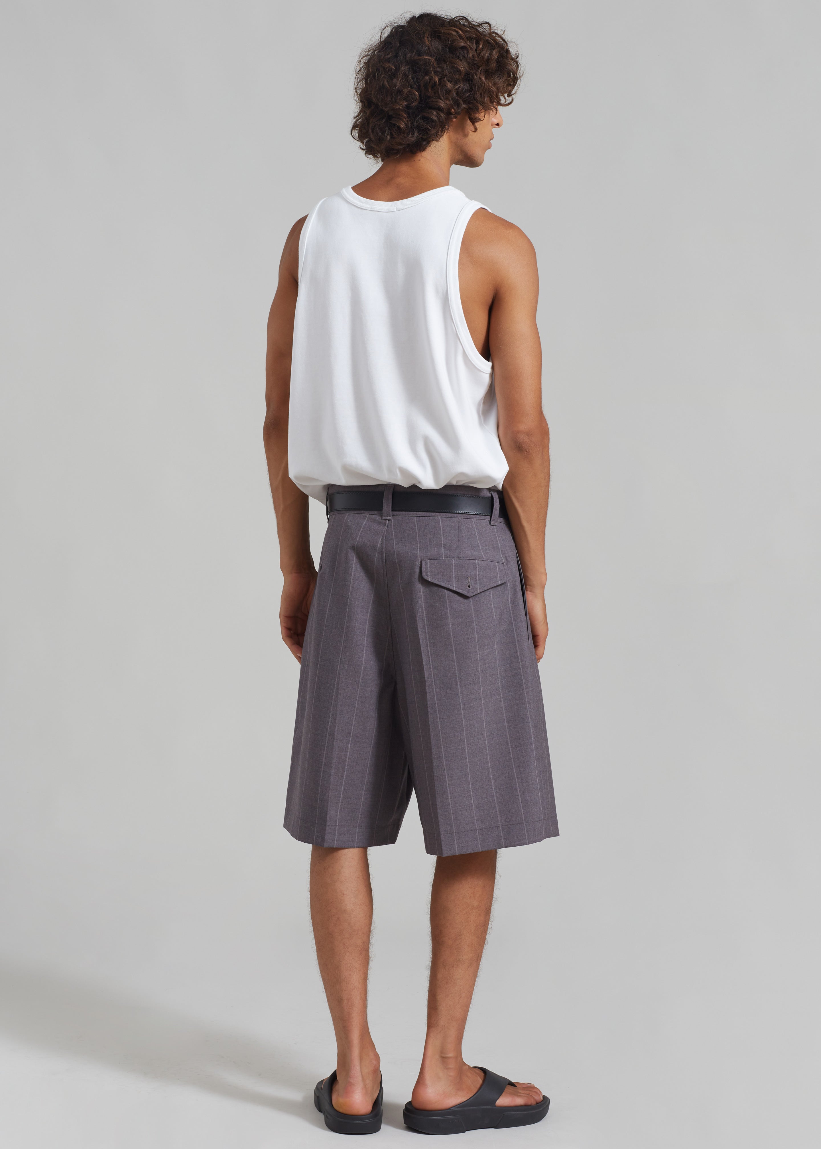 Dash Pleated Bermuda Shorts - Grey Stripe - 6
