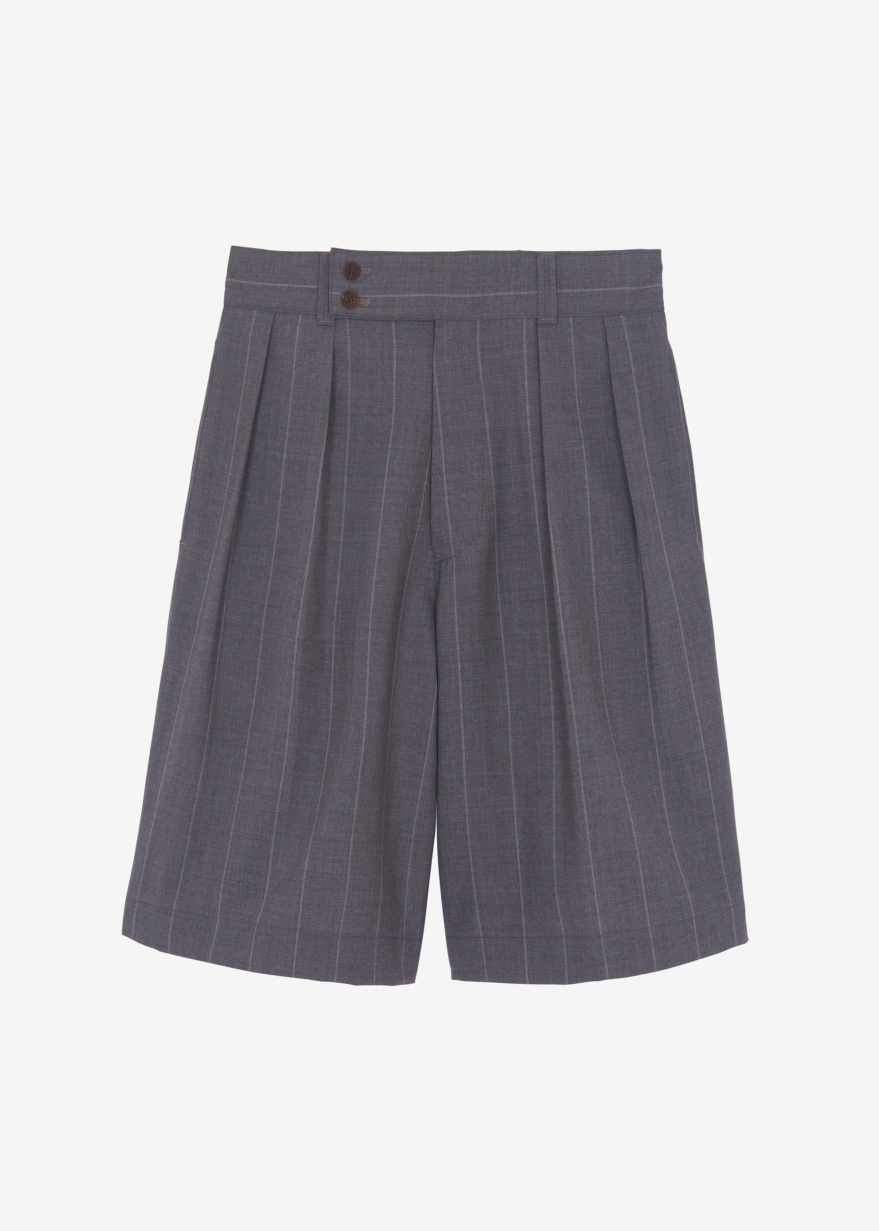 Dash Pleated Bermuda Shorts - Grey Stripe - 7