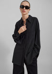 Della Midweight Button Up Shirt - Black